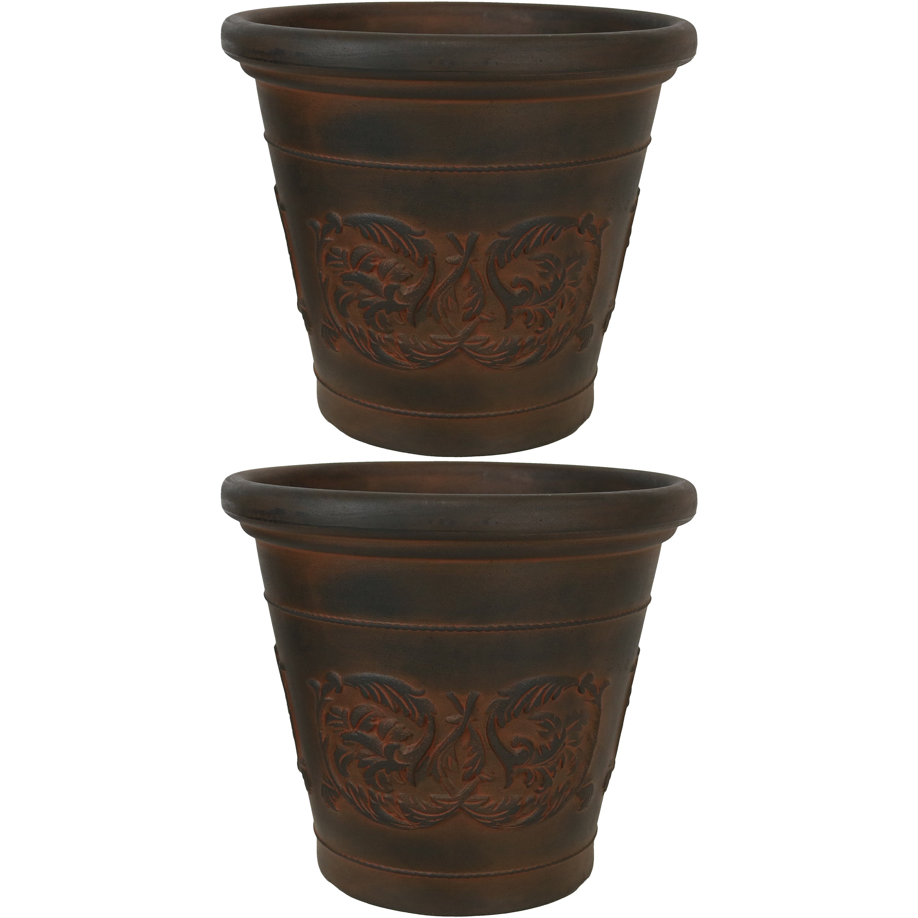  Sunnydaze Decor Arabella Weather-Resistant Double-Walled Flower Pot Planter - 16