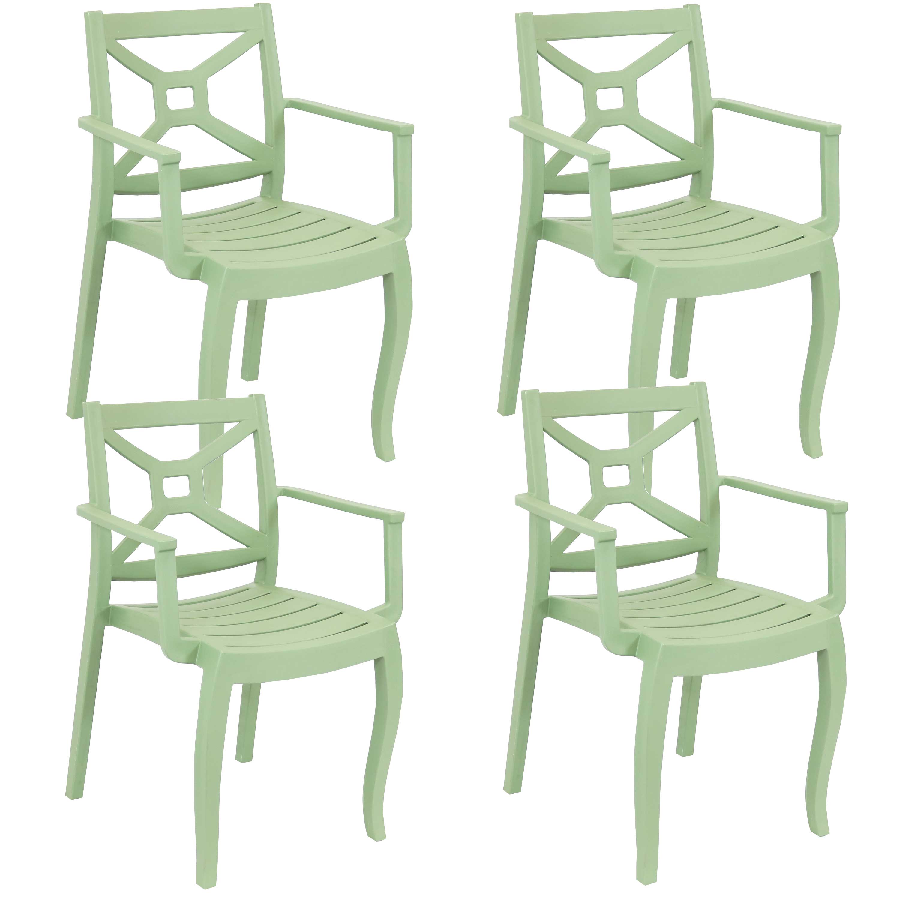  Sunnydaze Decor Tristana Polypropylene Stackable Patio Arm Chair Pack of 4 - Green - Bonton