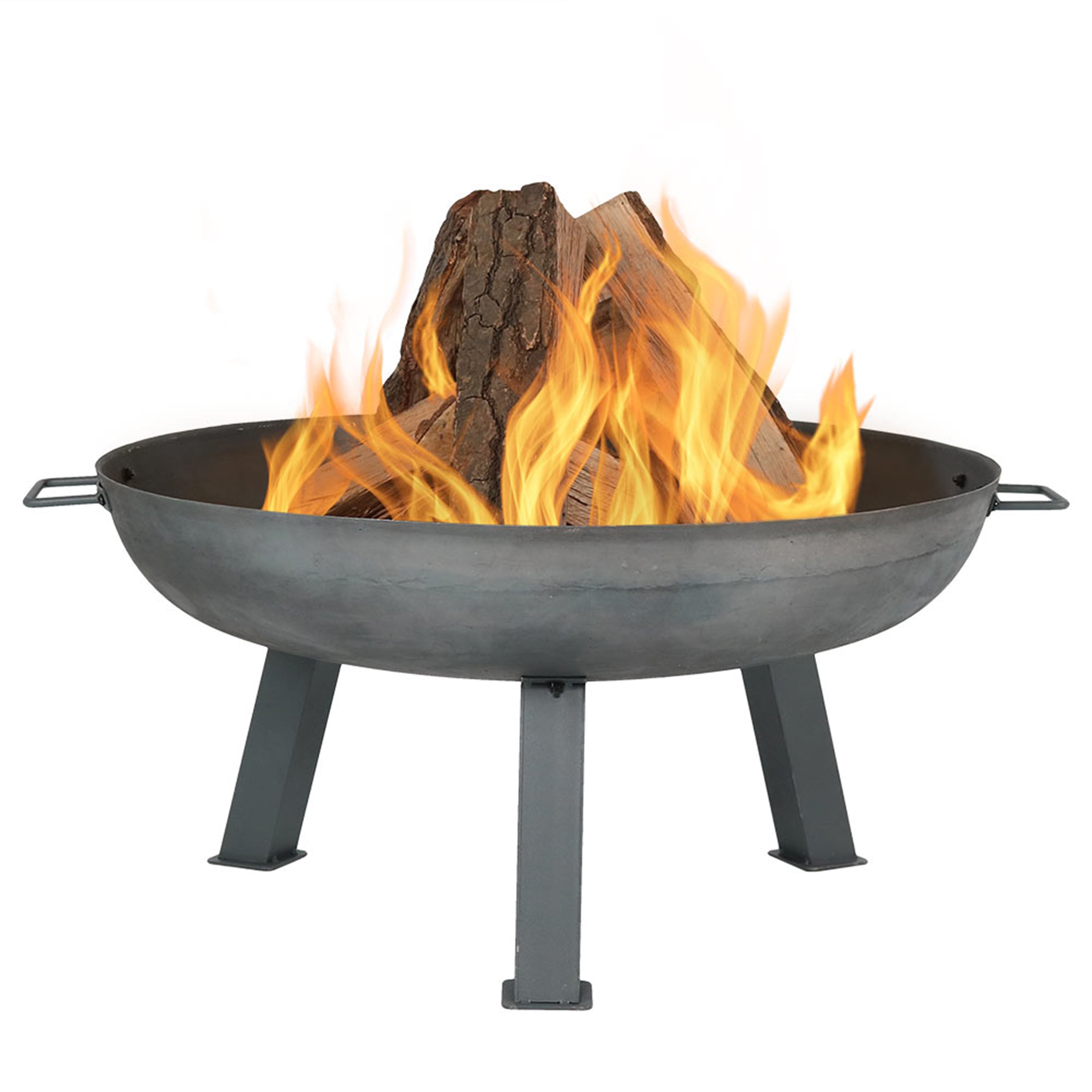  Sunnydaze Decor Camping or Backyard Round Cast Iron Rustic Fire Pit Bowl with Handles - Steel - Steel - Bonton