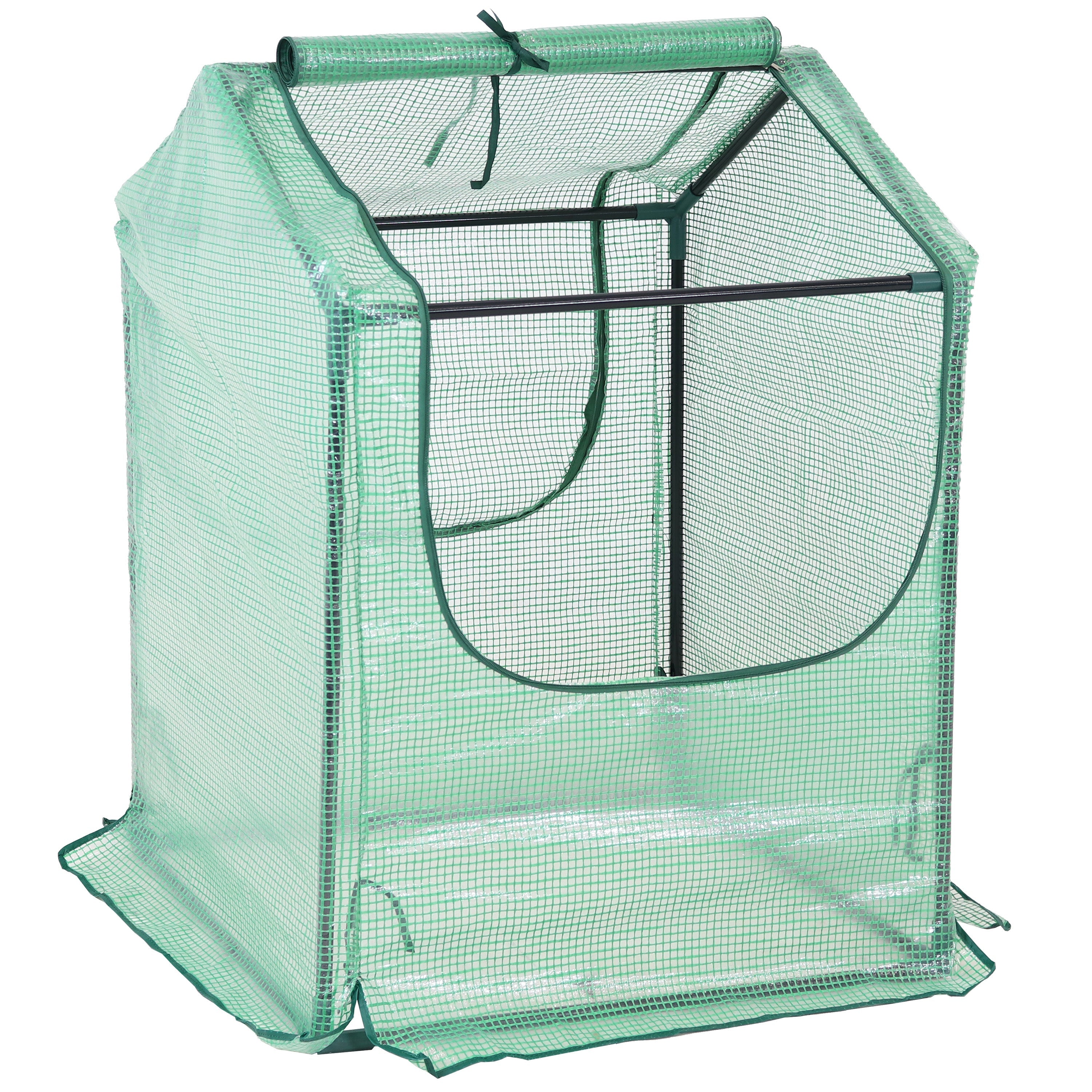  Sunnydaze Decor Mini Greenhouse with 2 Zippered Side Doors 2 - Green - Bonton