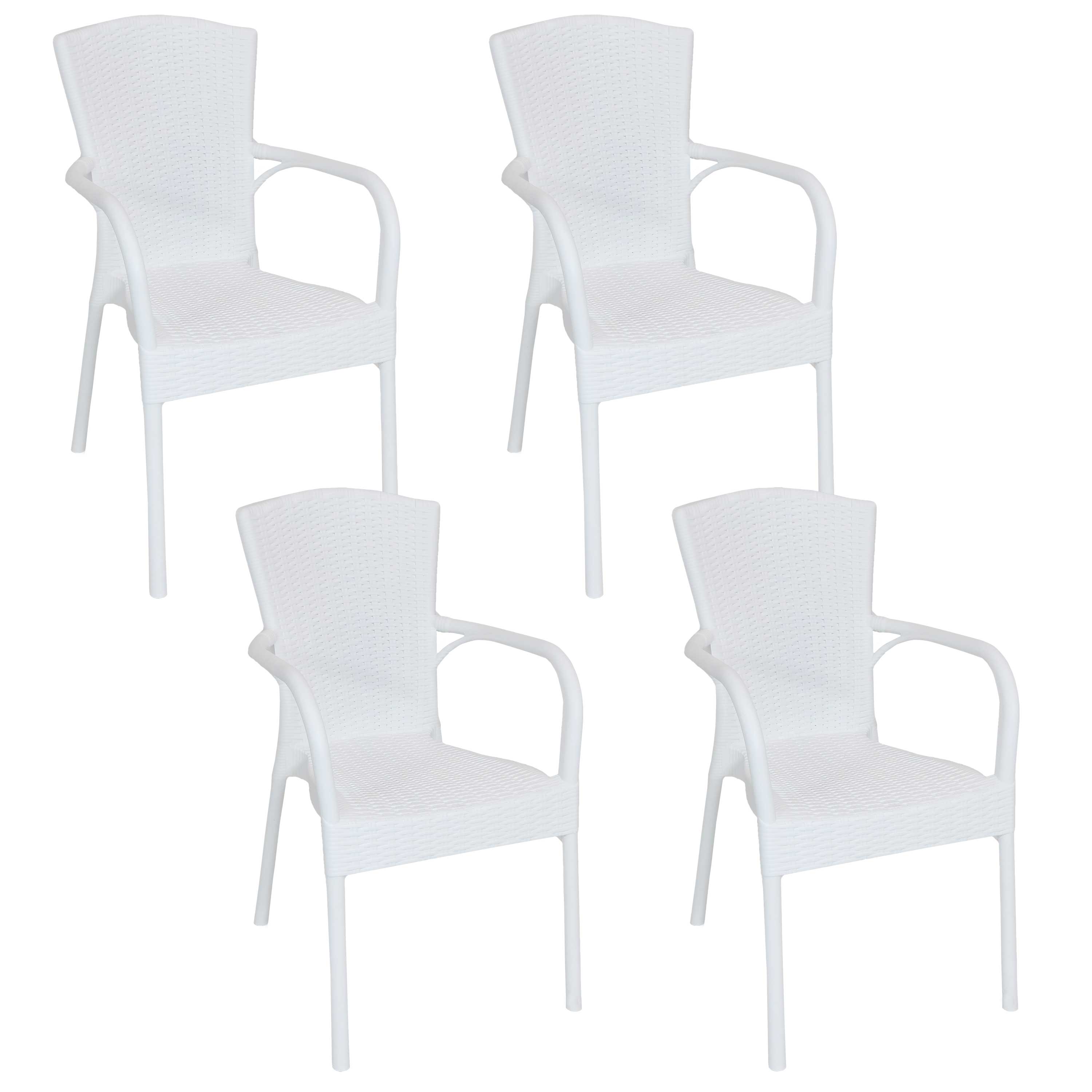  Sunnydaze Decor Faux Wood Design Plastic All-Weather Commercial-Grade Segesta Patio Dining Chair - Set of 4 - White - Bonton