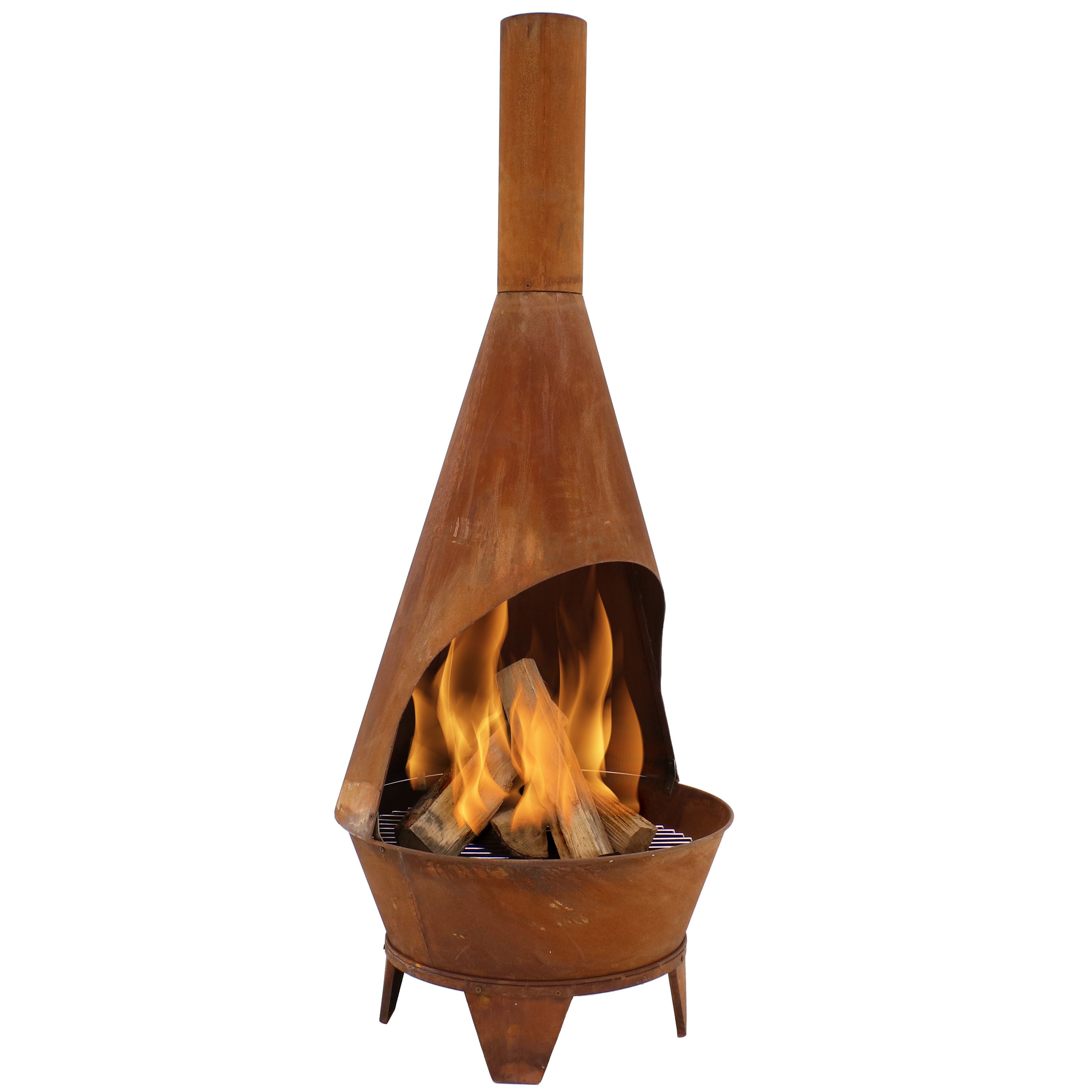  Sunnydaze Decor Backyard Patio Mexican Style Oxidized Steel Wood-Burning Fire Pit Chiminea - 6' - Rust - Bronze - Bonton