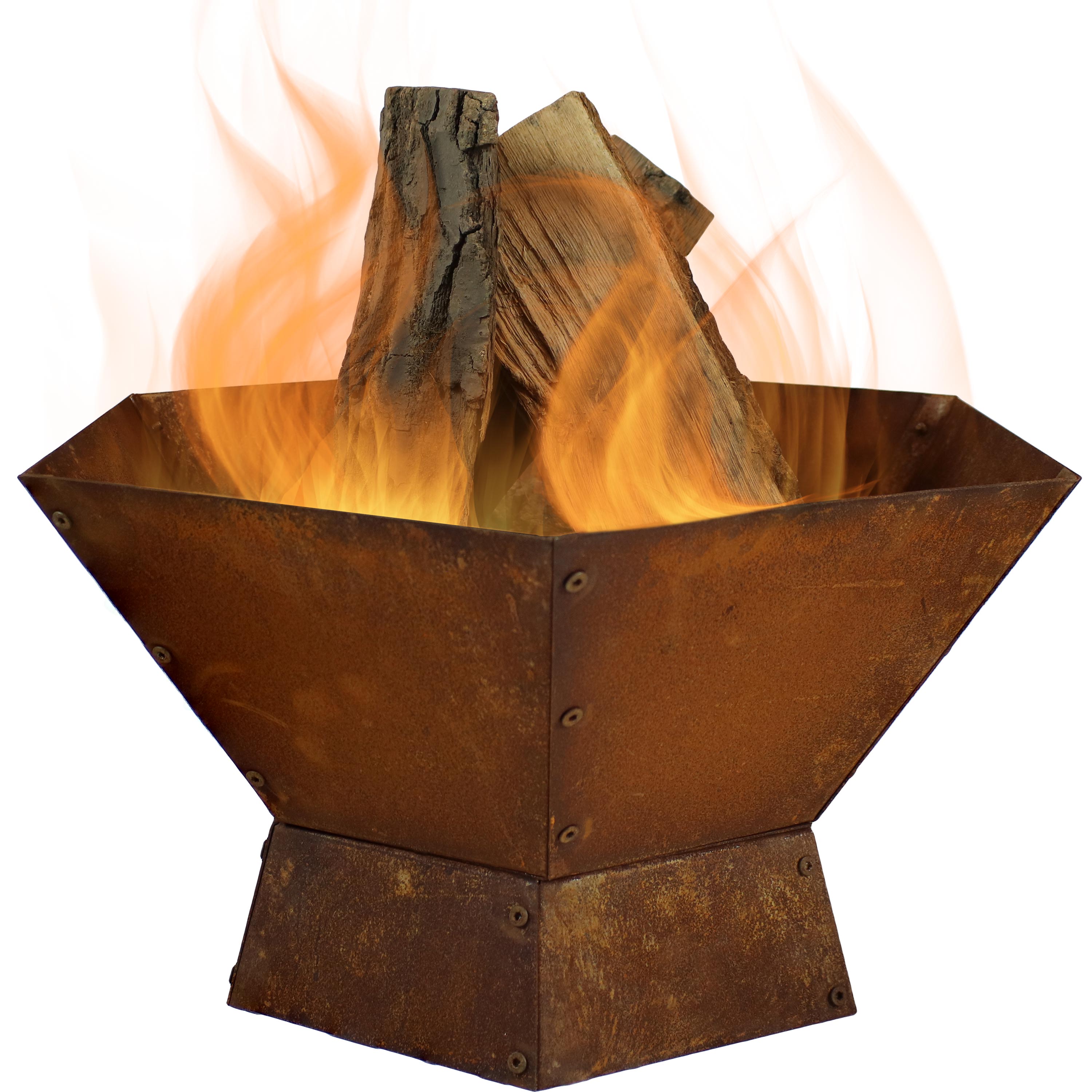  Sunnydaze Decor Camping or Backyard Hexagon Rustic Affinity Fire Pit Bowl on Pedestal Stand - 23