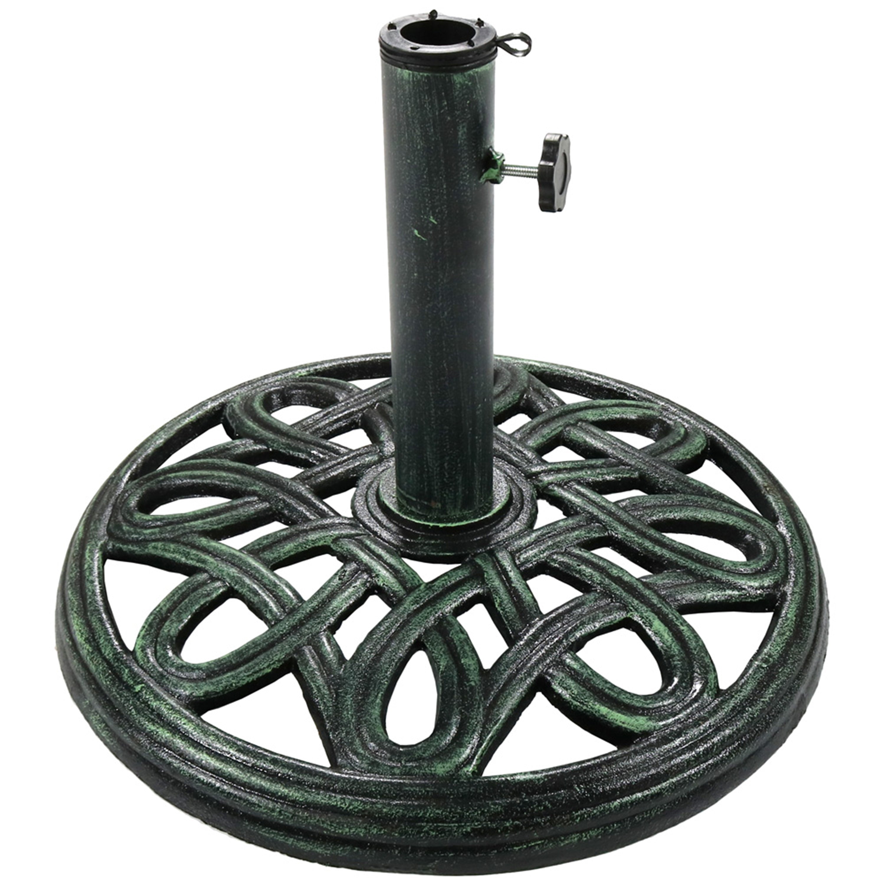  Sunnydaze Decor Heavy-Duty Cast Iron Decorative Design Patio Yard Round Umbrella Base Stand - 17