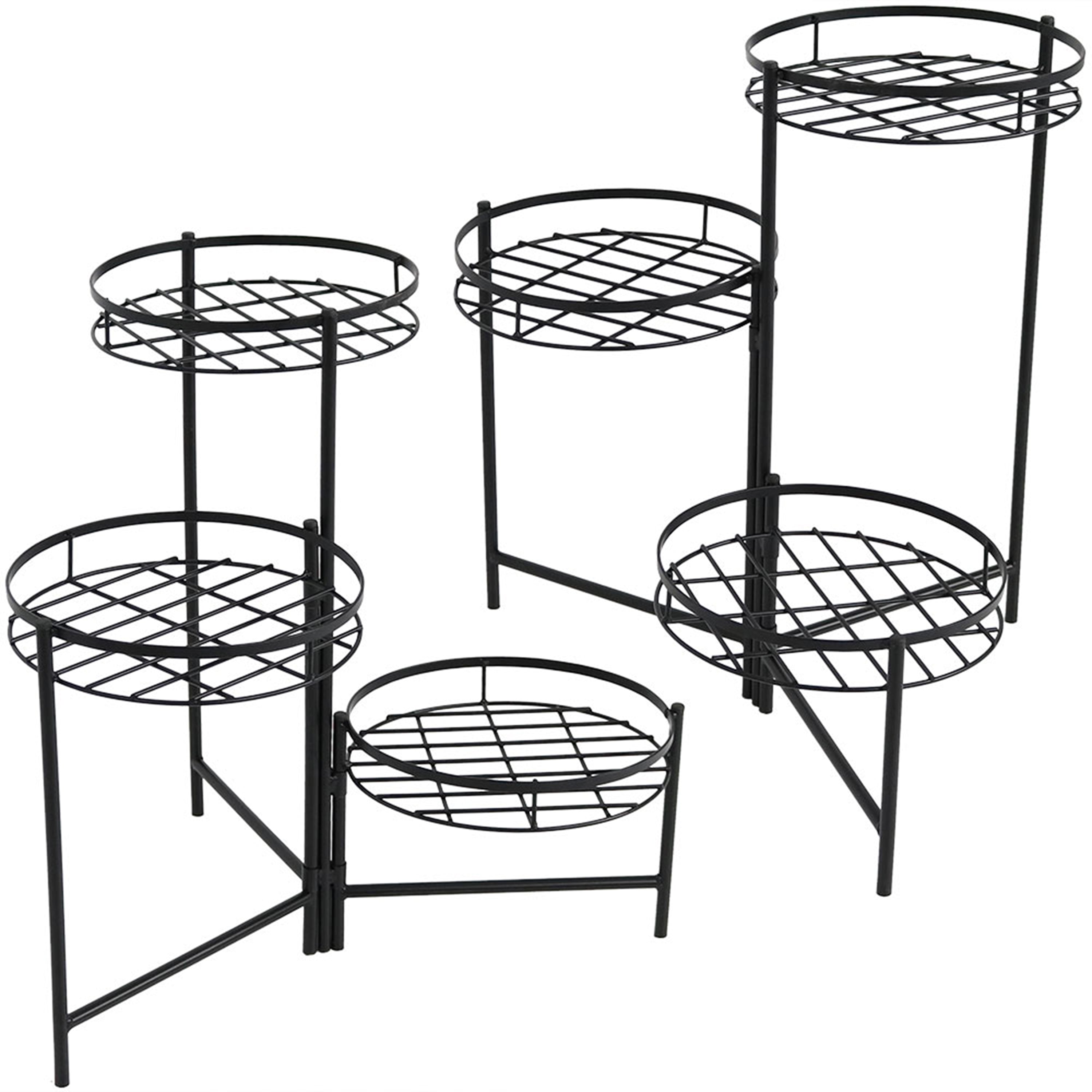  Sunnydaze Decor Indoor/Iron Metal 3-Tiered Decorative Flower Plant Pot Holder Stand Display - Set of 2 - Black - Bonton