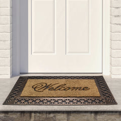 Gold and Natural Coir Rectangular "Welcome" Doormat 23" X 35"