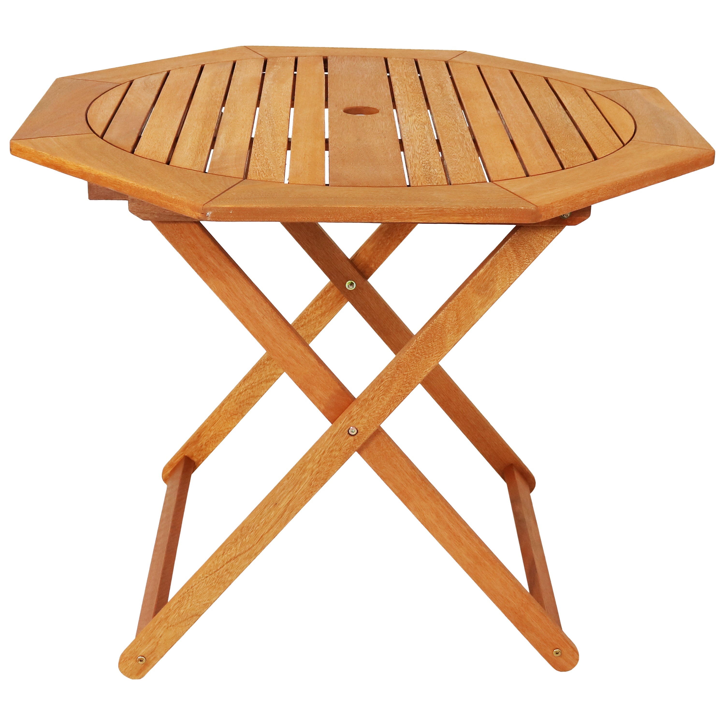  Sunnydaze Decor Meranti Wood with Teak Oil Finish Folding Octagon Patio Dining Table - 35