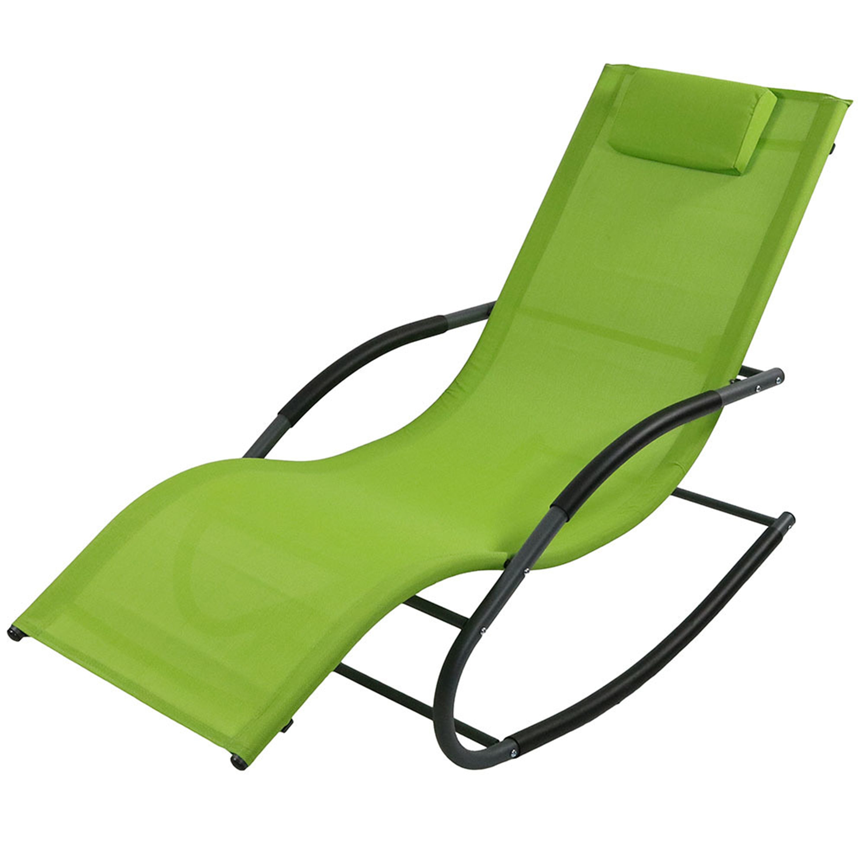  Sunnydaze Decor Patio and Lawn Wave Rocking Lounge Chair with Pillow, Green - Green - Bonton