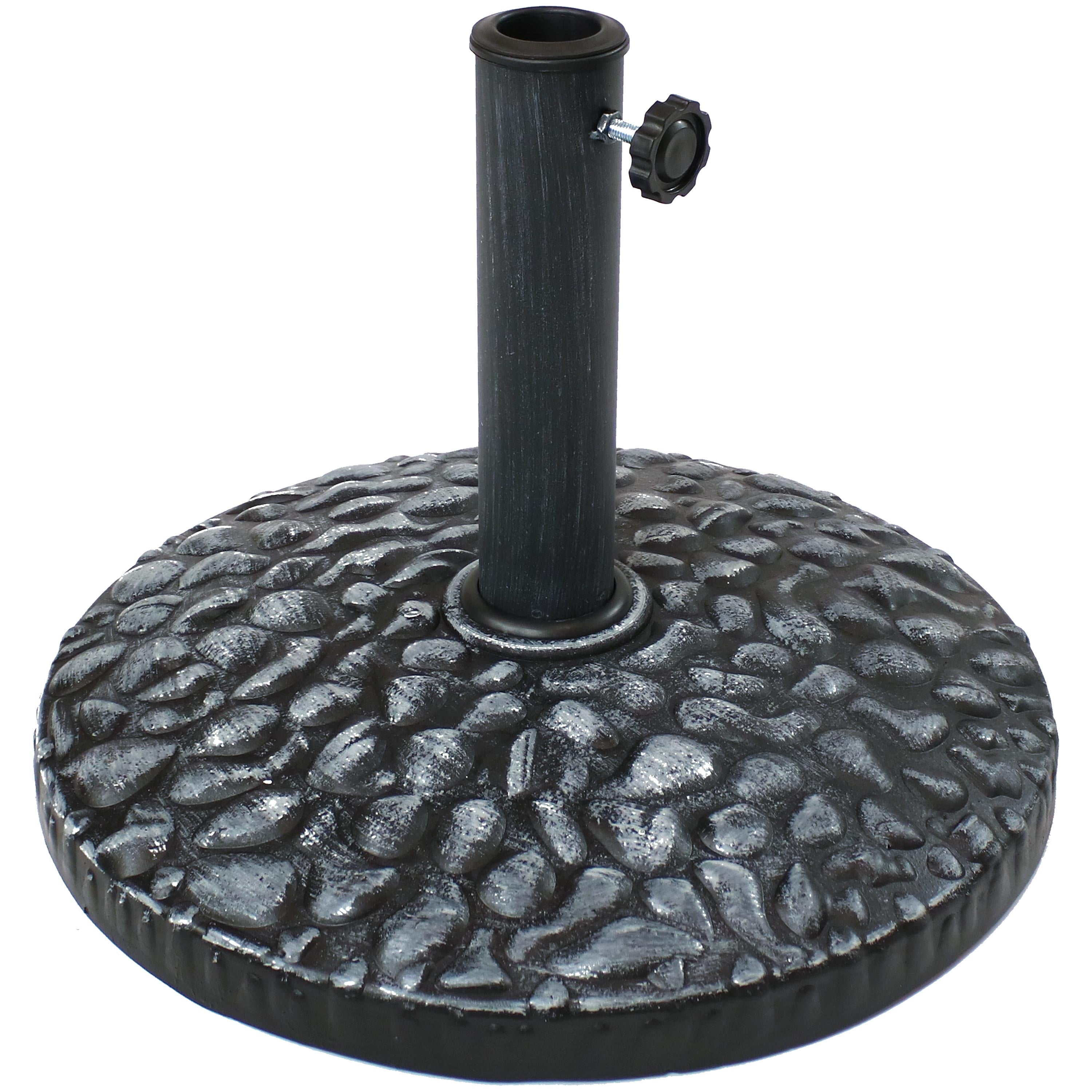  Sunnydaze Decor Polyresin Traditional Pebble Texture Patio Yard Round Umbrella Base - 17