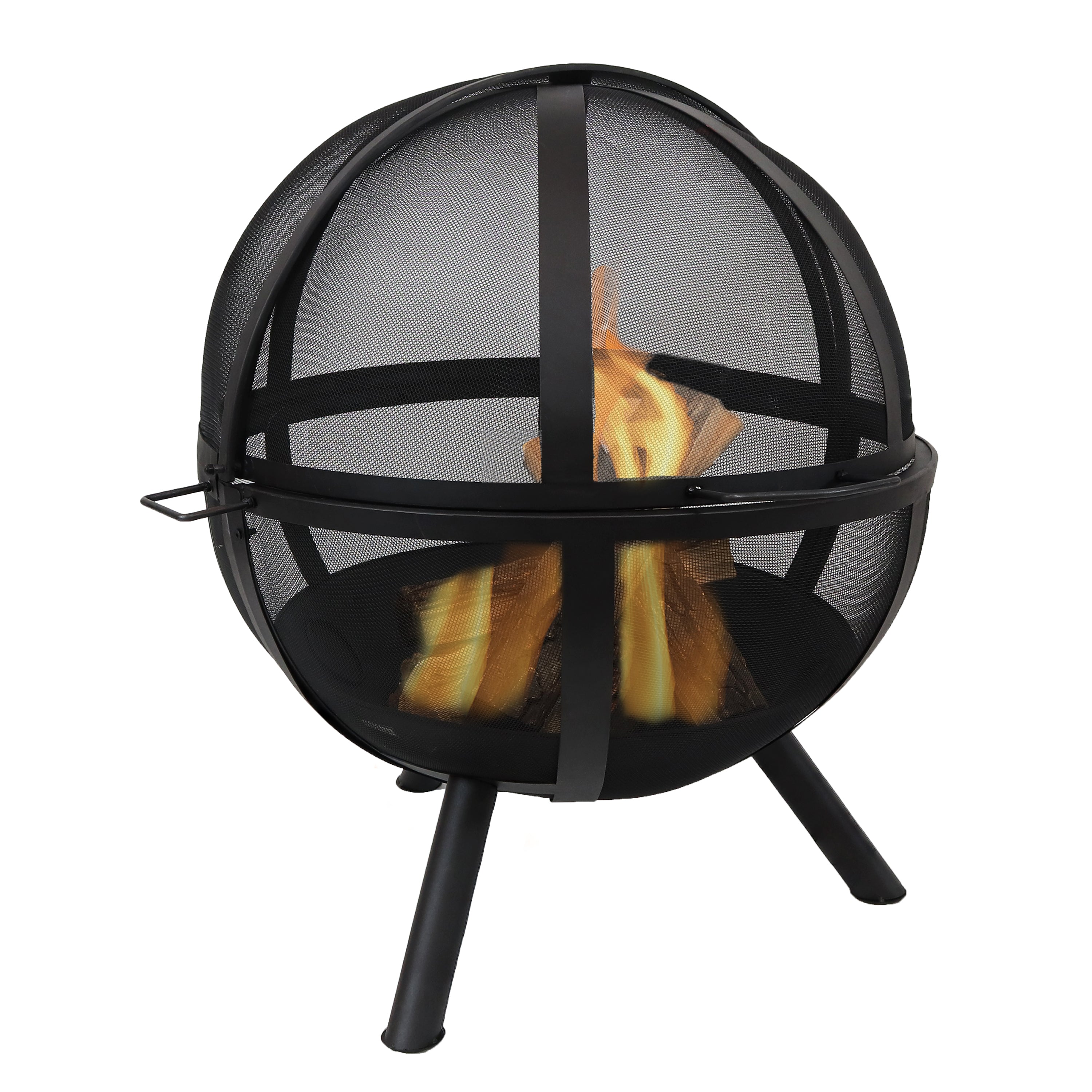  Sunnydaze Decor Portable Camping or Backyard Flaming Sphere Ball Fire Pit with Built-In Spark Screen - 30