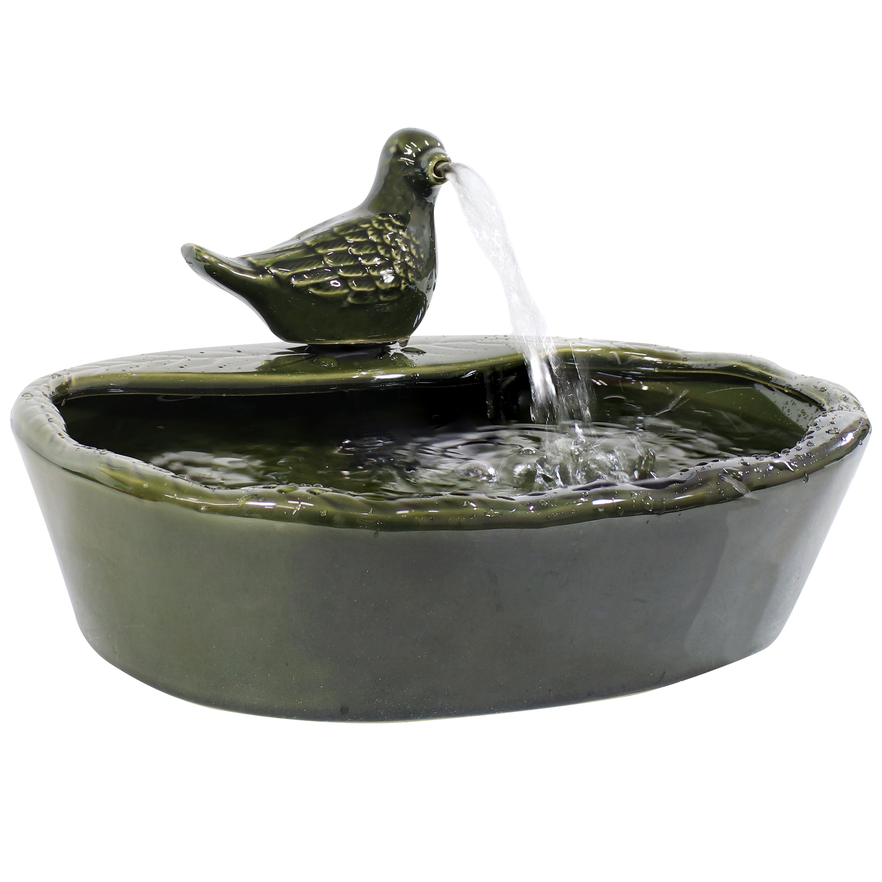  Sunnydaze Decor Solar Powered Glazed Ceramic Dove Water Fountain with Submersible Pump and Filter - 7