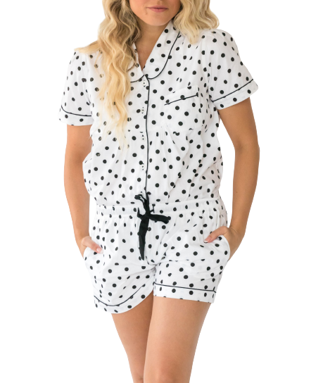  Alto Modas Lilly Classic Dots Women's Short Sleeve Shirt & Shorts Set - Dots Print - Bonton