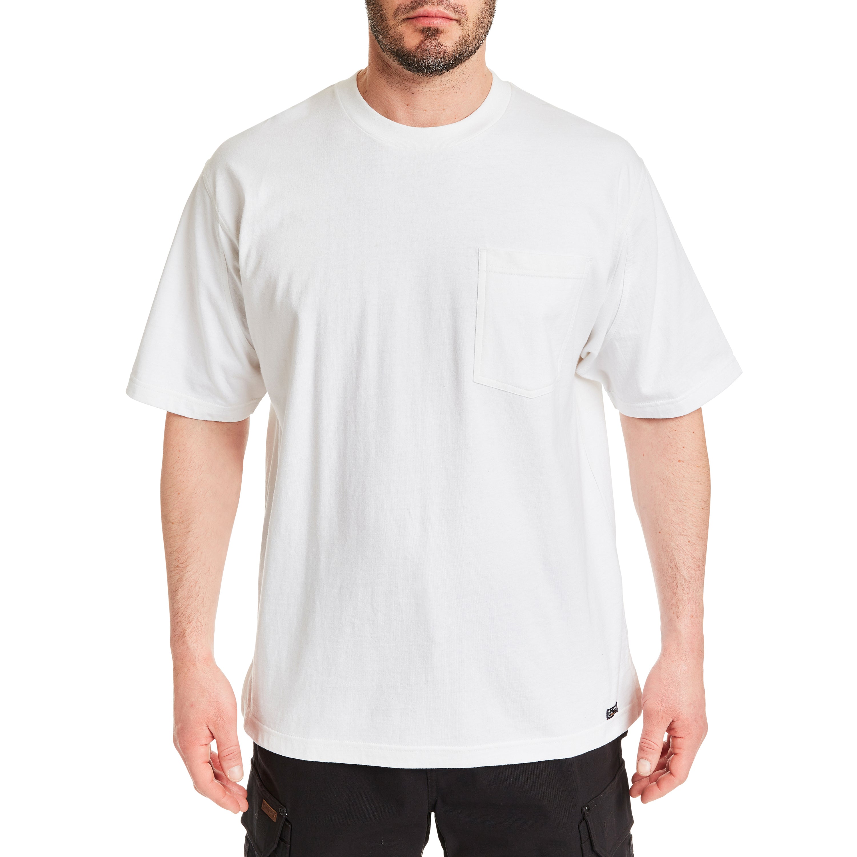  Smith's Workwear Cotton Crew Neck Tee with Extended Tail - White - Bonton