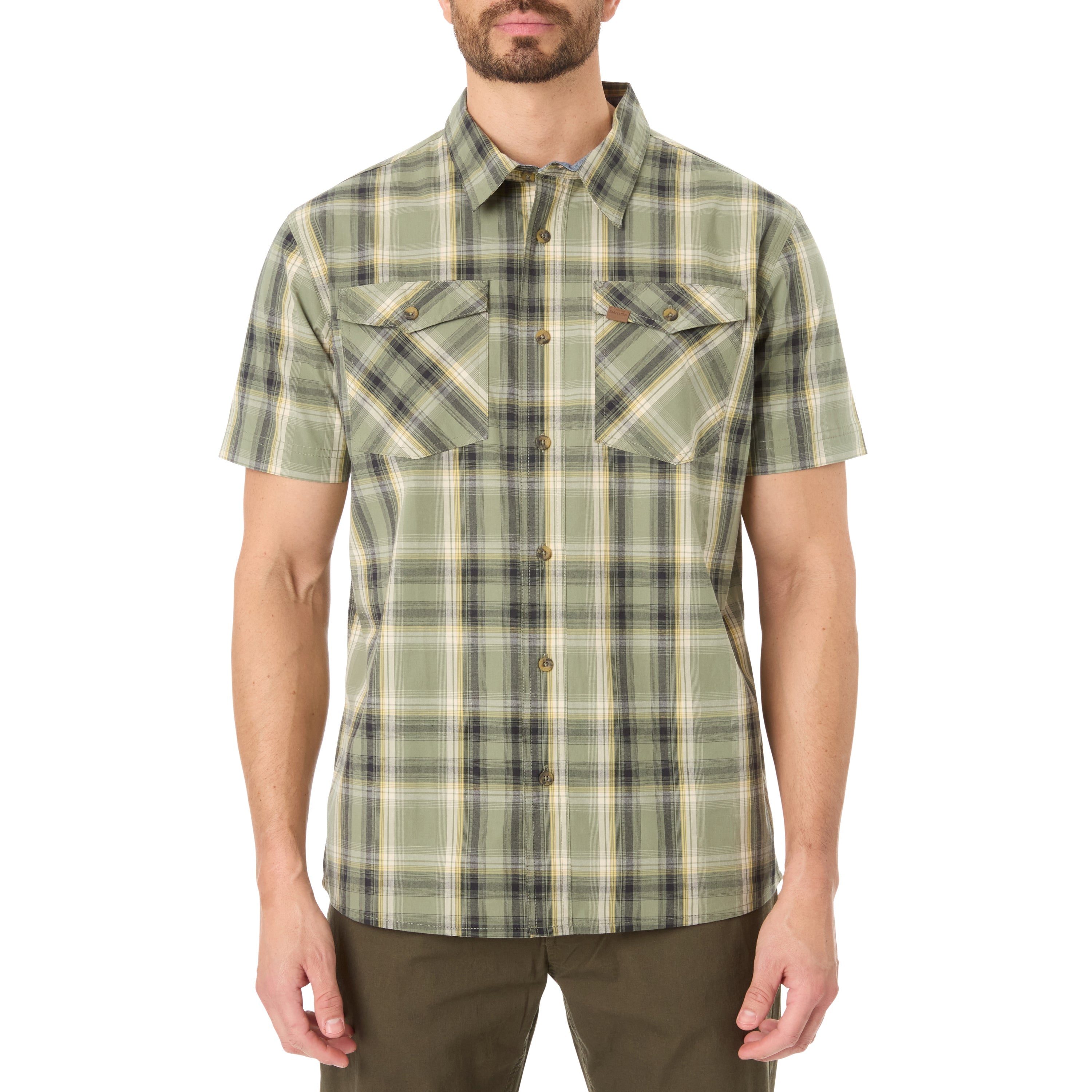  Smith's Workwear Stretch Short Sleeve Plaid Shirt - Sage-346 - Bonton