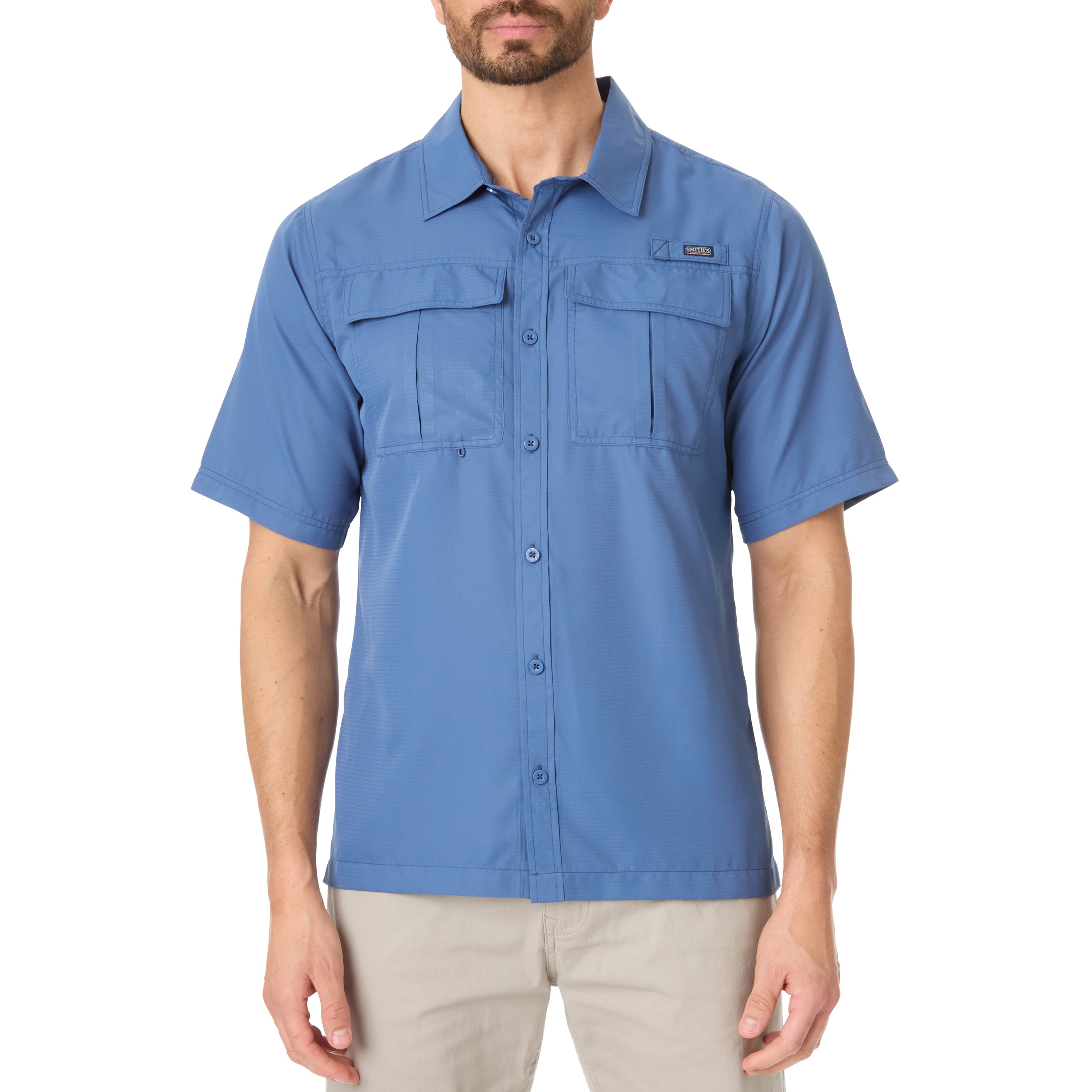  Smith's Workwear Short Sleeve Performance Fishing Shirt - Captain Blue - Bonton