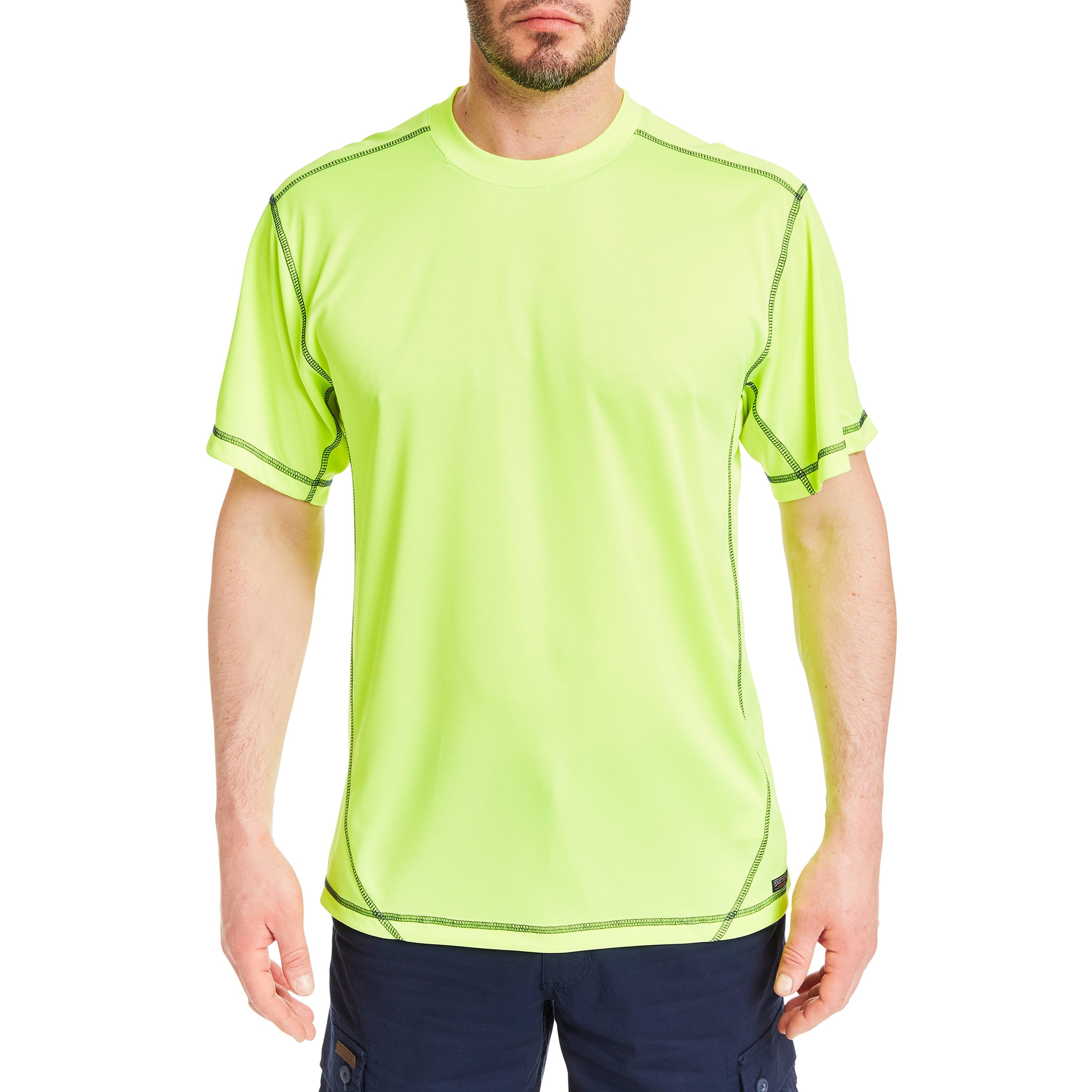  Smith's Workwear Contrast Stitch Performance Tee - Laser Yellow/Navy - Bonton