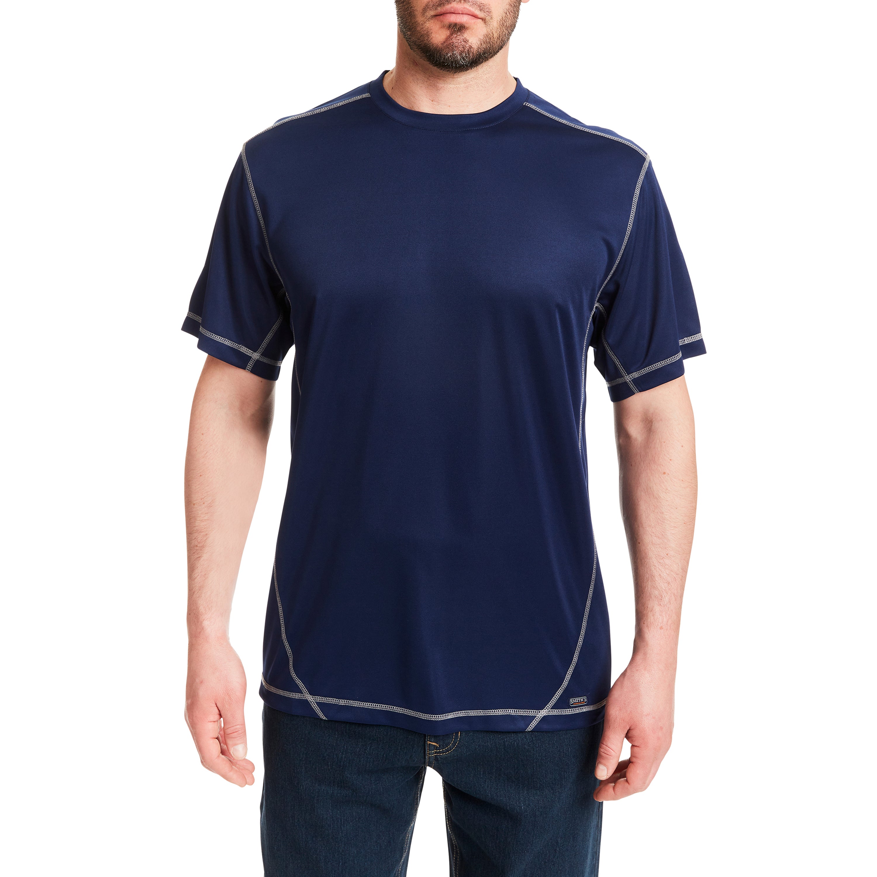  Smith's Workwear Contrast Stitch Performance Tee - Navy/Silver - Bonton