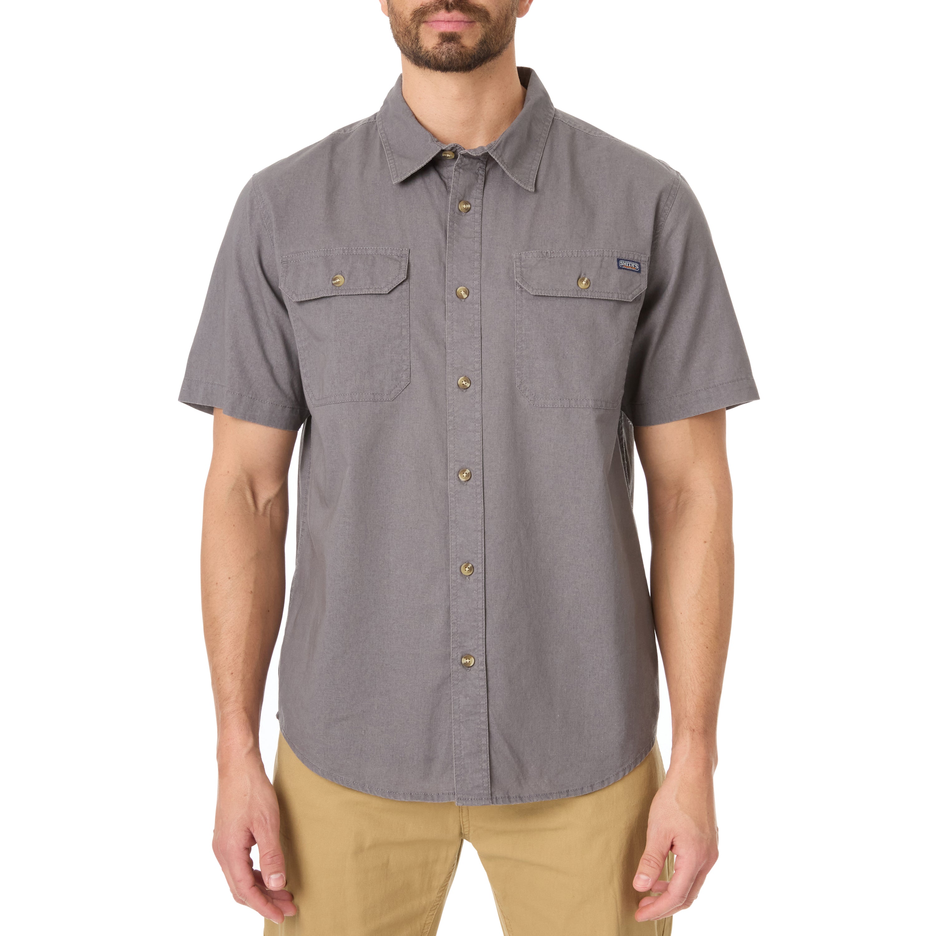  Smith's Workwear Sandwashed Short Sleeve Work Shirt - Sandwashed Light Charcoal - Bonton