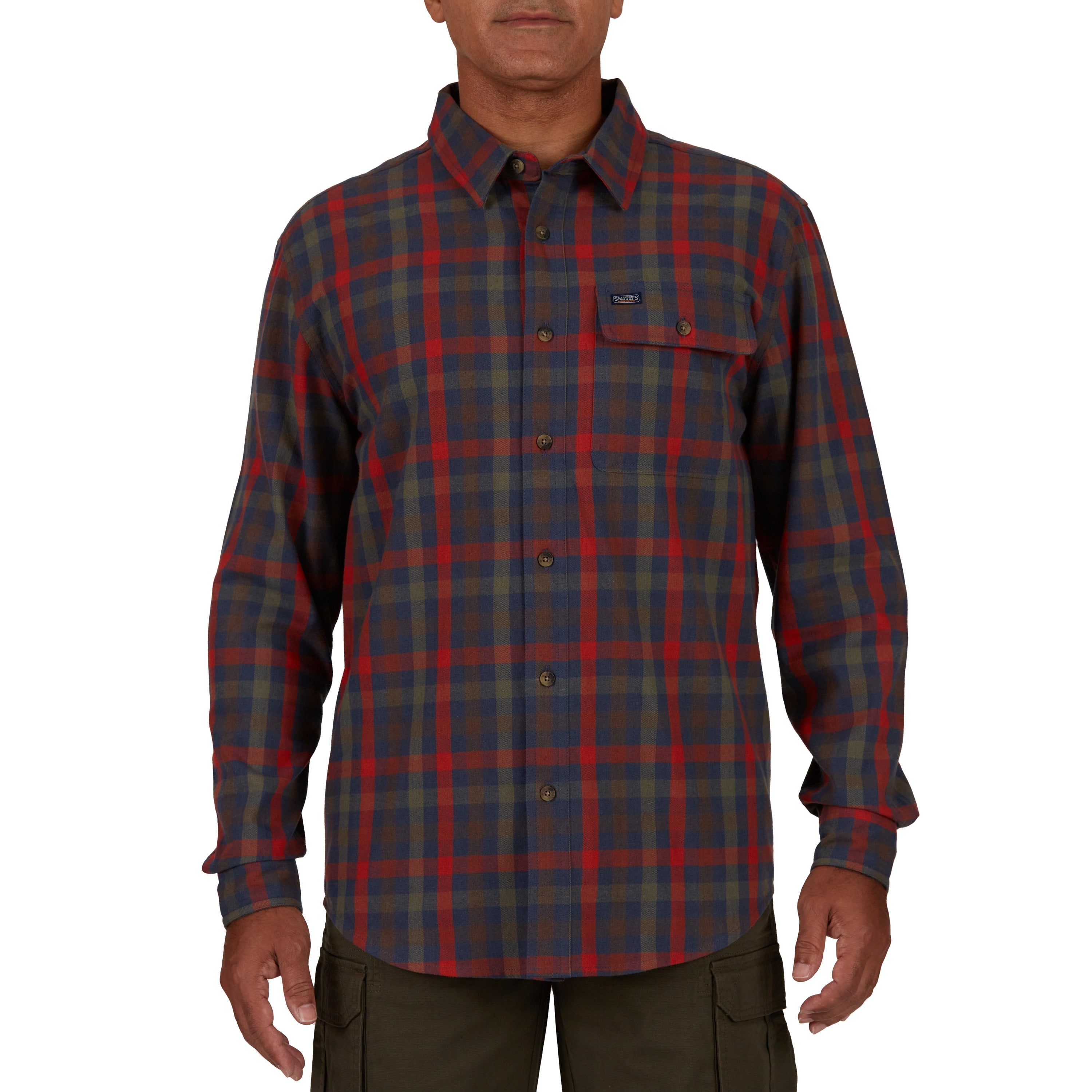  Smith's Workwear Plaid Pocket Flannel Button-Up Shirt - Russett-349 - Bonton