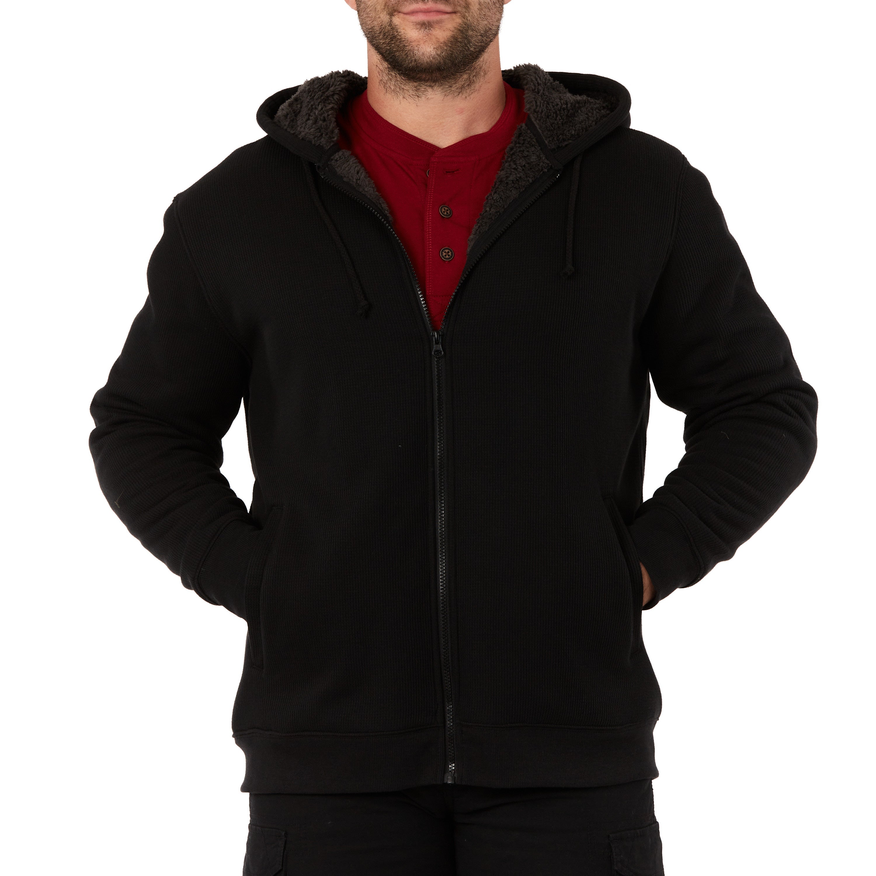  Smith's Workwear Hooded Sherpa-Lined Thermal Jacket - Black - Bonton