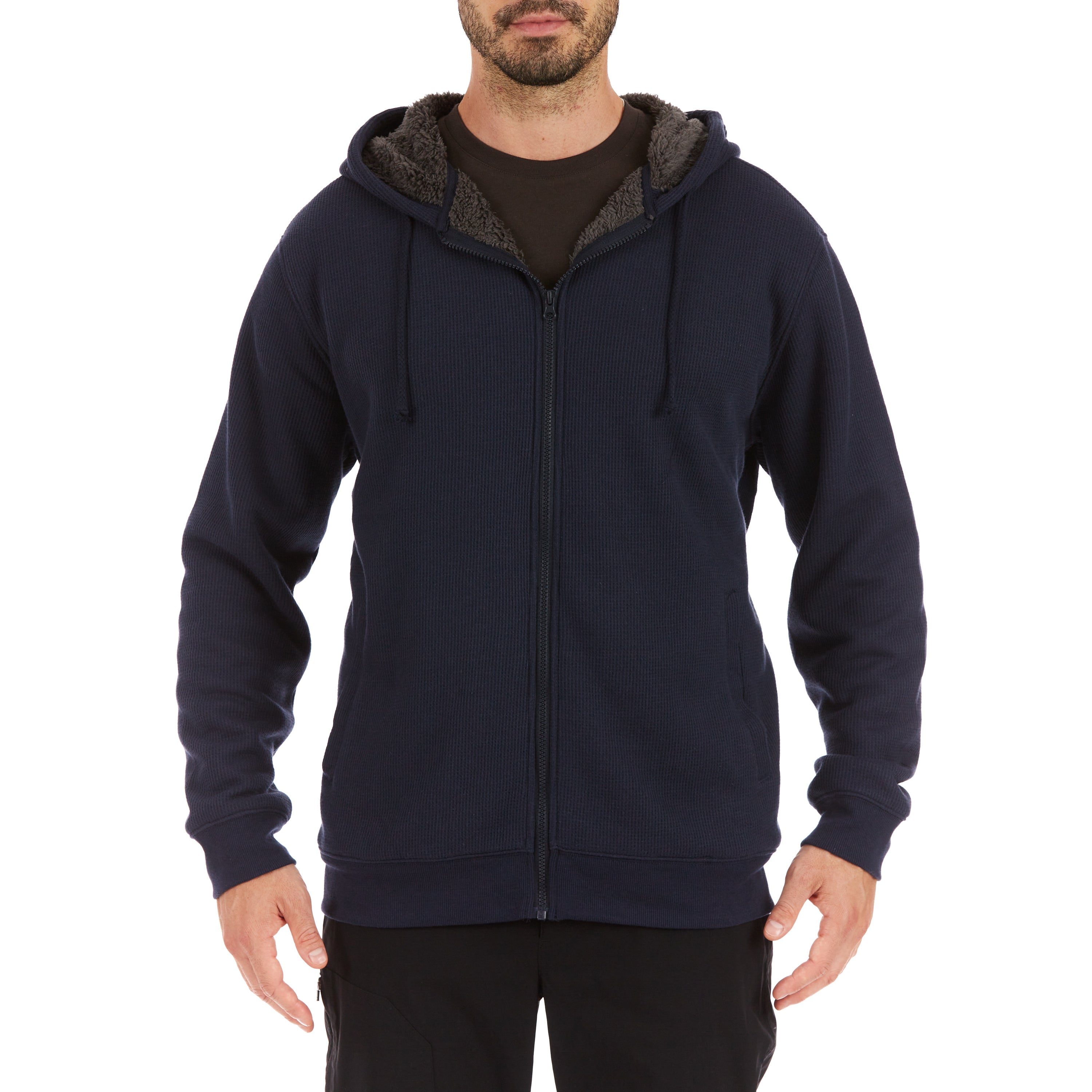  Smith's Workwear Hooded Sherpa-Lined Thermal Jacket - Navy - Bonton