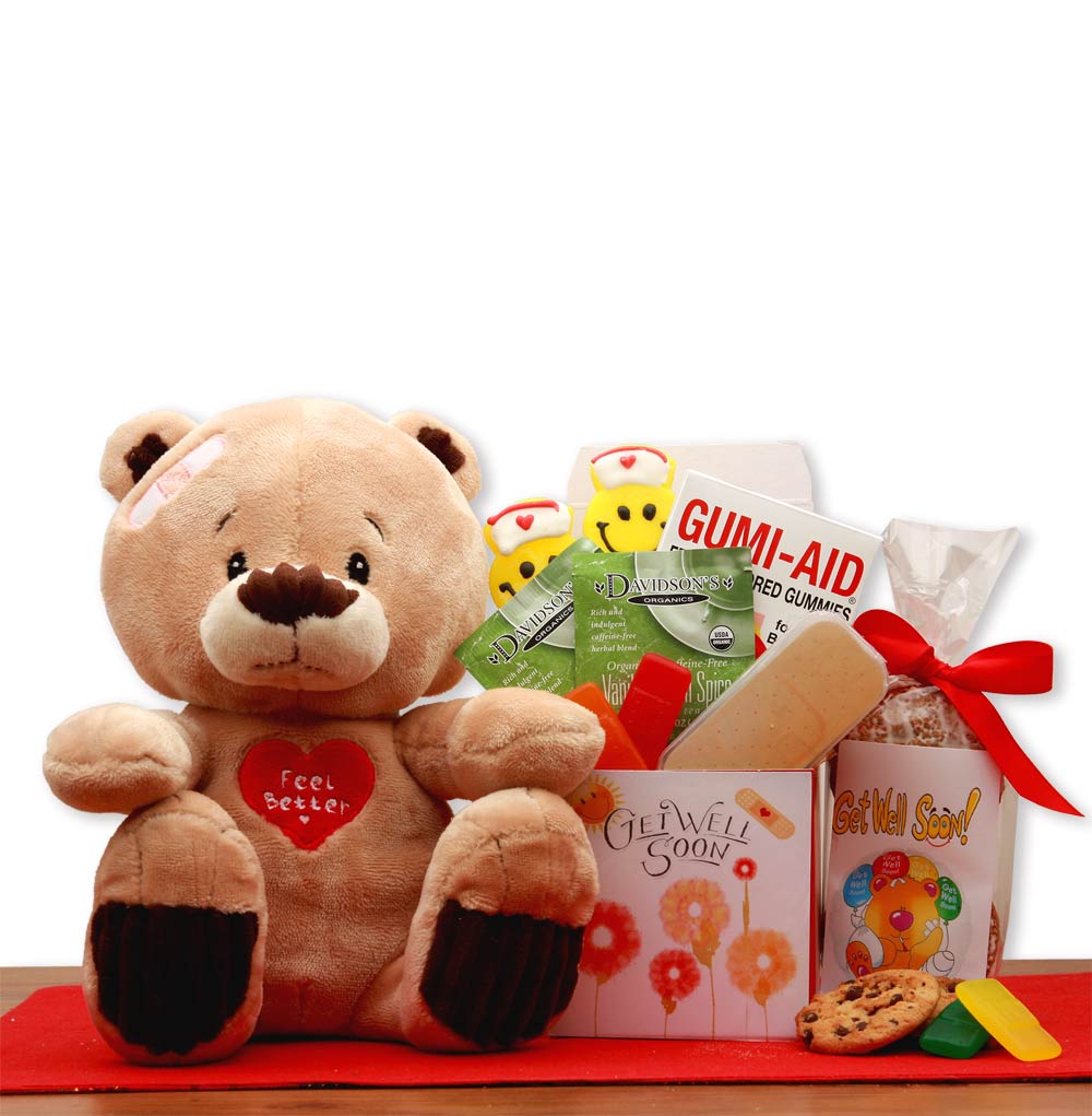  GBDS Get Well Soon Teddy Bear Gift Set - get well soon basket - get well soon gifts for women - get well soon gifts for men - Multi - Bonton