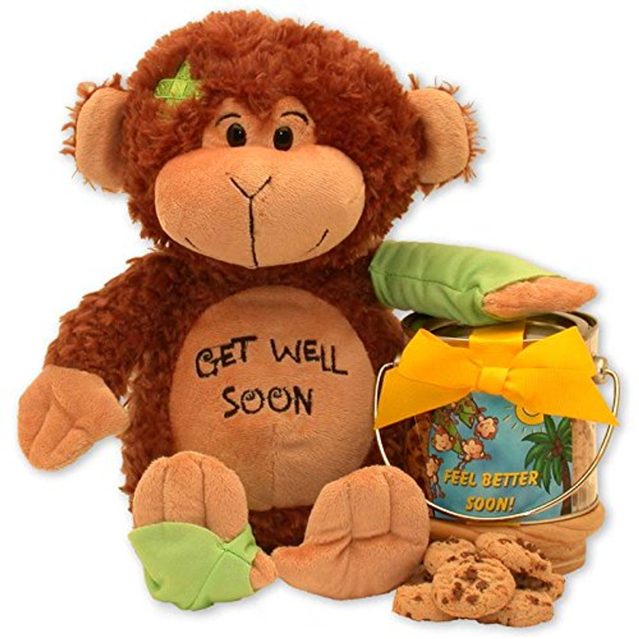  GBDS Get Well Soon Teddy Bear & Cookie Pail - get well soon basket - get well soon gifts for women - get well soon gifts for men - Multi - Bonton