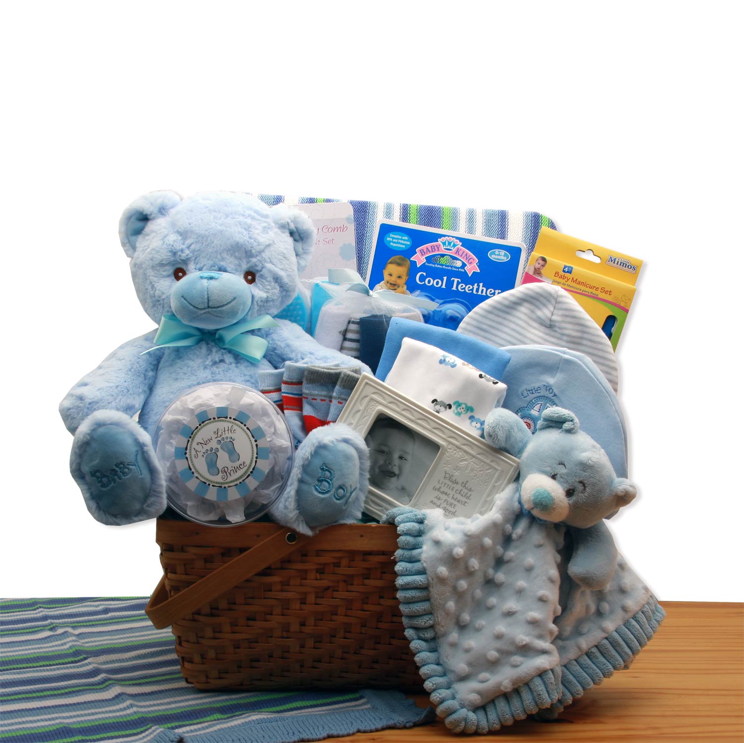  GBDS My First Teddy Bear New Baby Gift Basket - Blue - baby bath set -  baby boy gift basket - new baby gift basket - baby gift baskets - baby shower gifts - Multi - Bonton