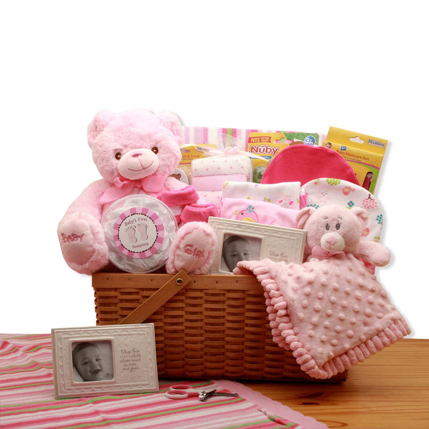  GBDS My First Teddy Bear New Baby Gift Basket - Pink - baby bath set -  baby girl gifts - new baby gift basket - baby gift baskets - baby shower gifts - Multi - Bonton