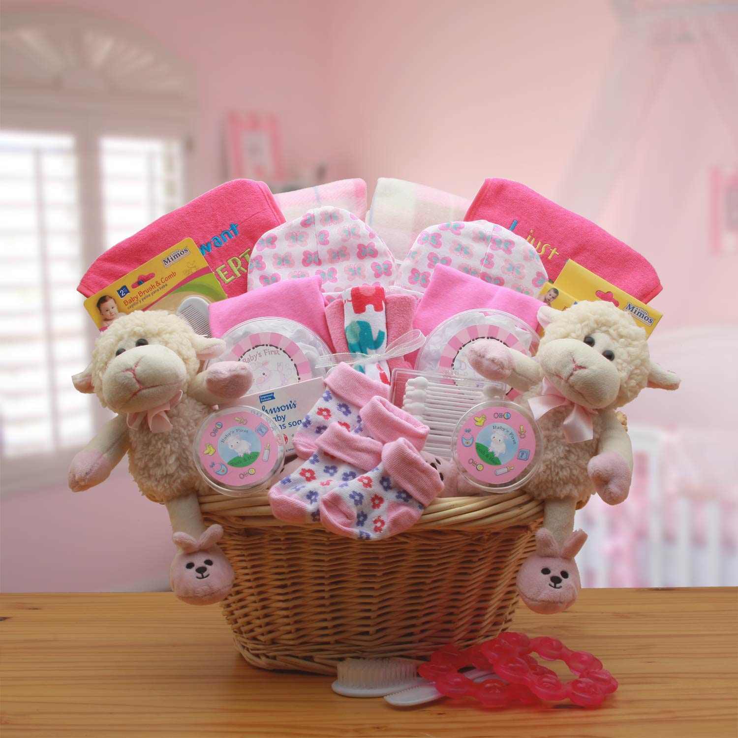  GBDS Double Delight Twins New Babies Gift Basket - Pink - baby bath set -  baby girl gifts - new baby gift basket - baby gift baskets - baby shower gifts - Multi - Bonton