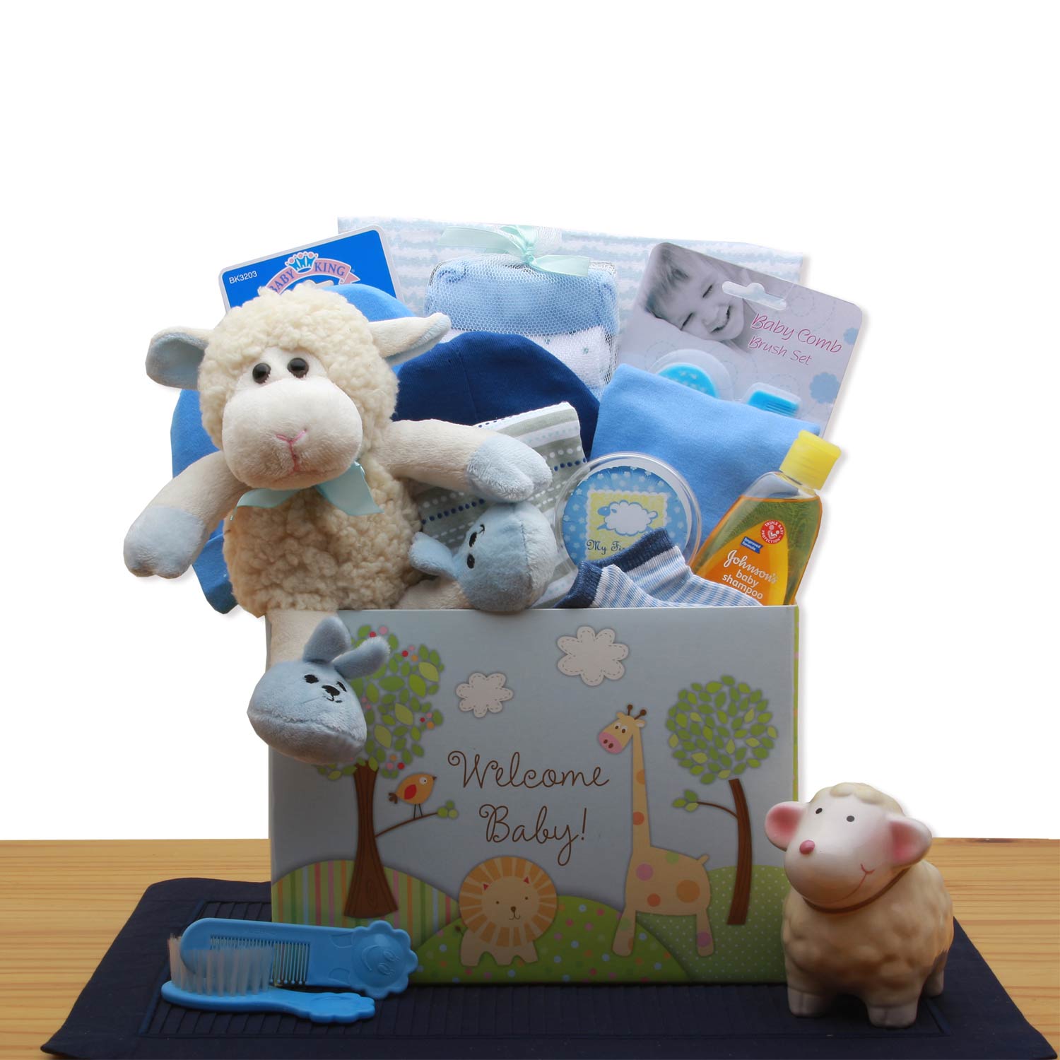  GBDS Welcome New Baby Gift Box - Blue - baby bath set -  baby boy gift basket - new baby gift basket - baby gift baskets - baby shower gifts - Multi - Bonton