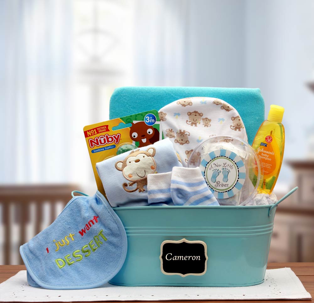  GBDS Baby Basics Gift Pail Blue - baby bath set -  baby boy gift basket - new baby gift basket - baby gift baskets - baby shower gifts - Multi - Bonton