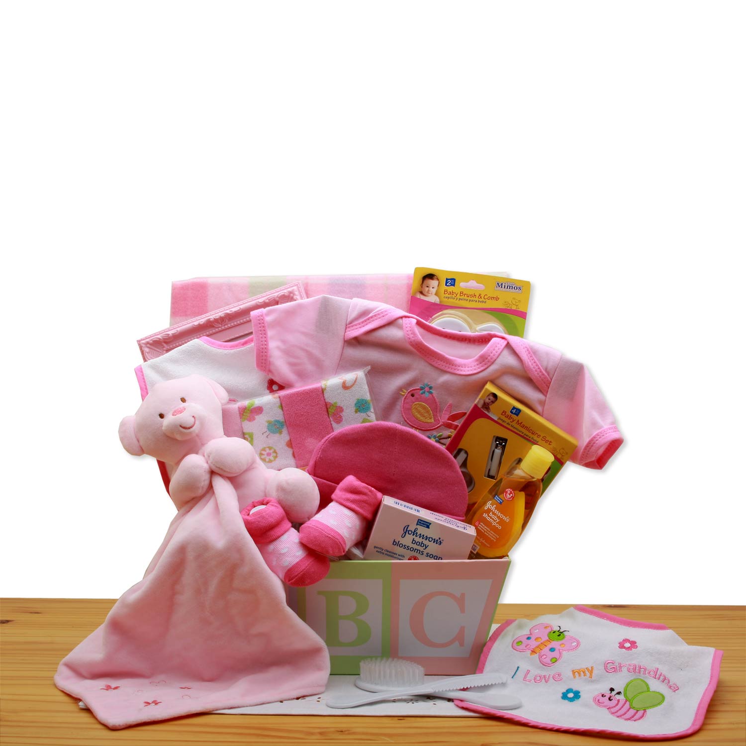  GBDS Easy as ABC New Baby Gift Basket - Pink - baby bath set -  baby girl gifts - new baby gift basket - baby gift baskets - baby shower gifts - Multi - Bonton