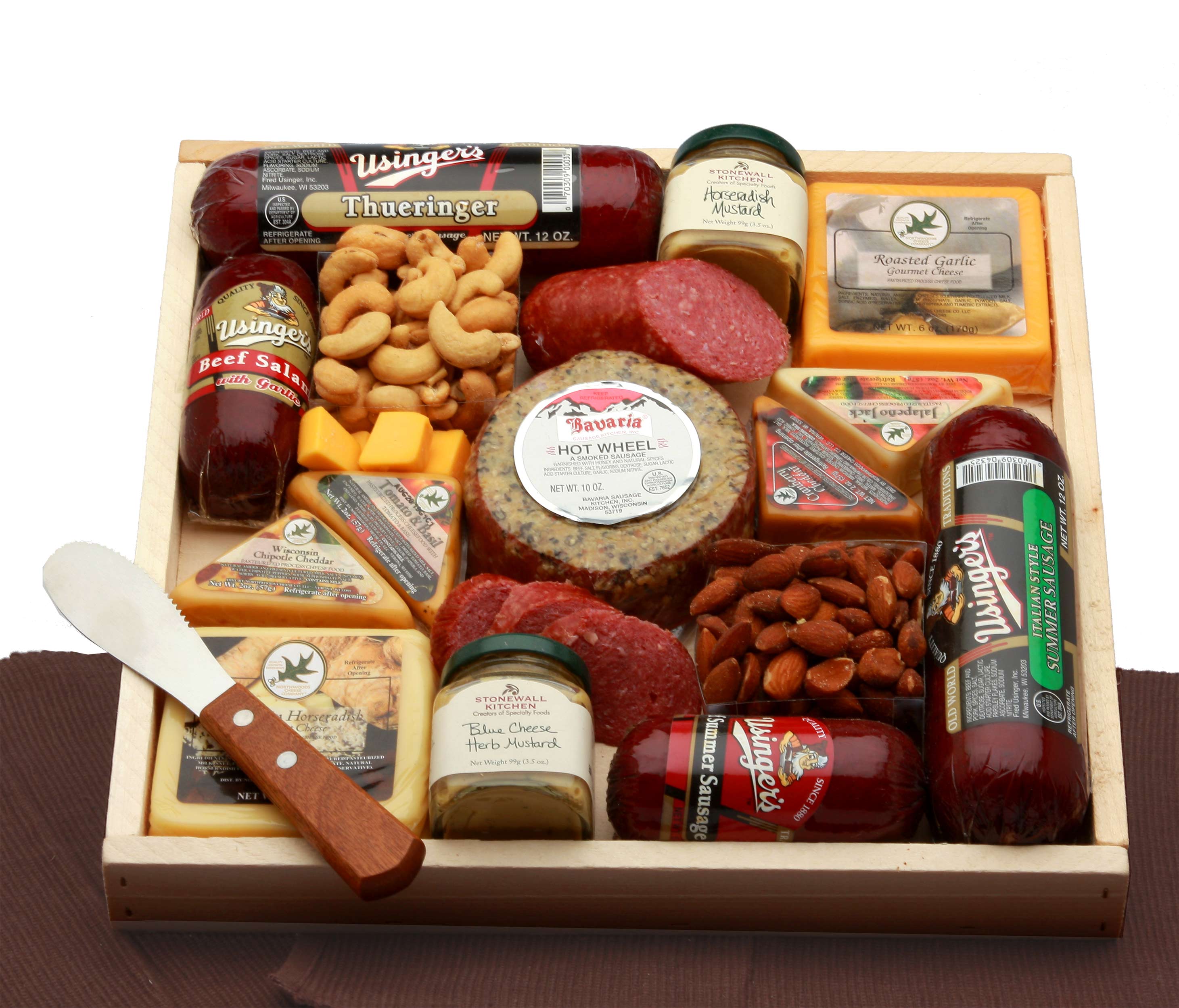  GBDS Deluxe Meat & Cheese Lovers Sampler Tray - meat and cheese gift baskets - Multi - Bonton