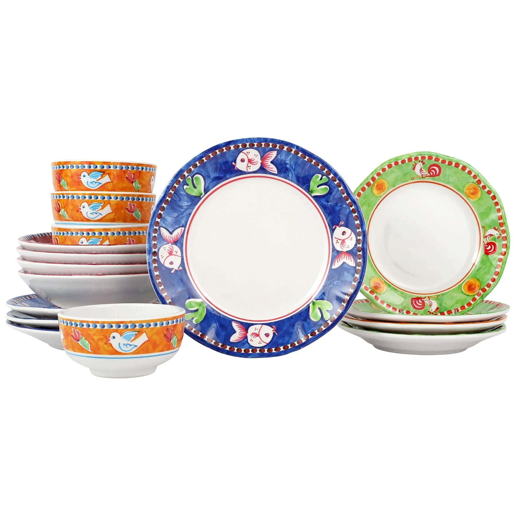  Vietri Melamine Campagna Assorted Sixteen-Piece Place Setting - Multi - Bonton