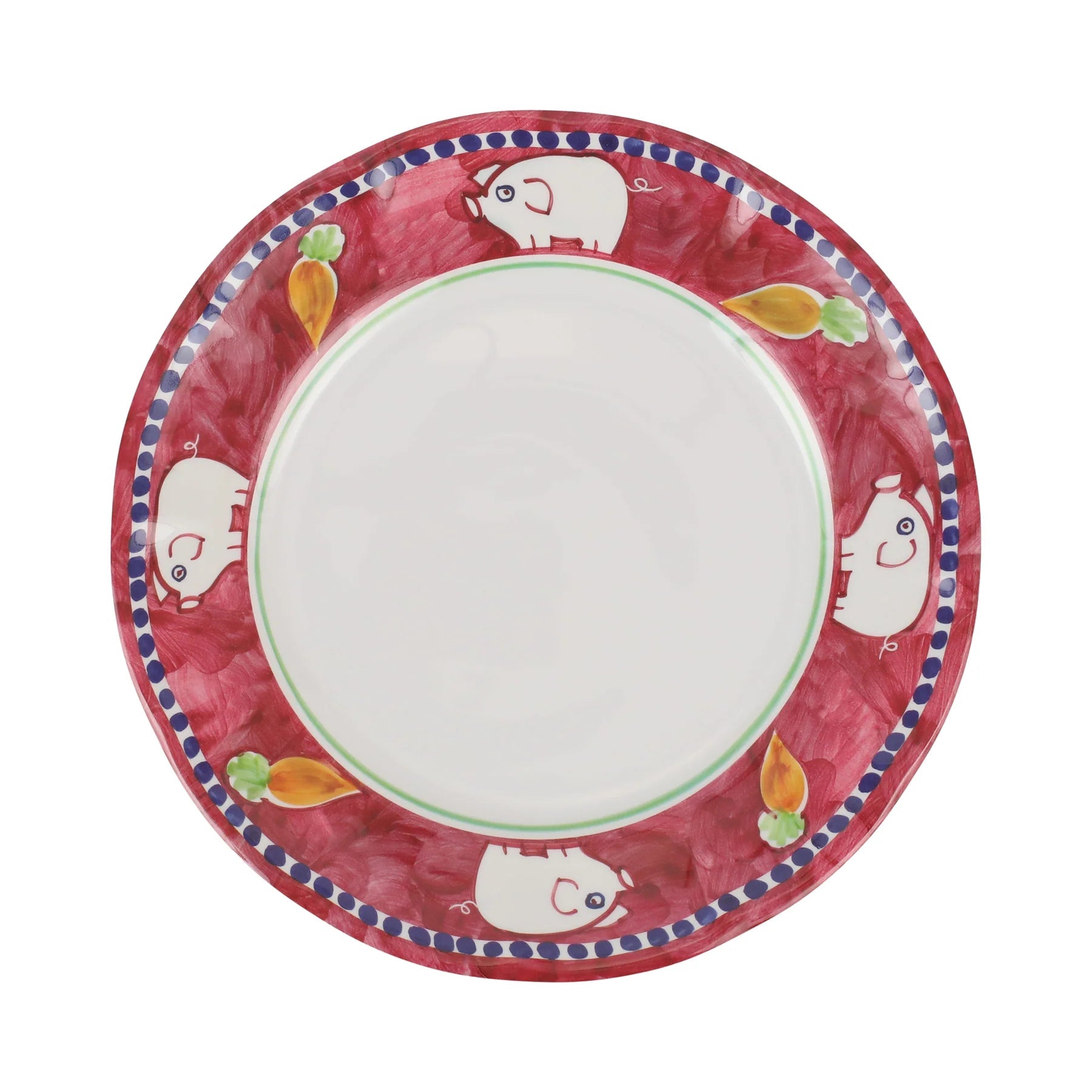  Vietri Melamine Campagna Porco Dinner Plate - Red - Bonton