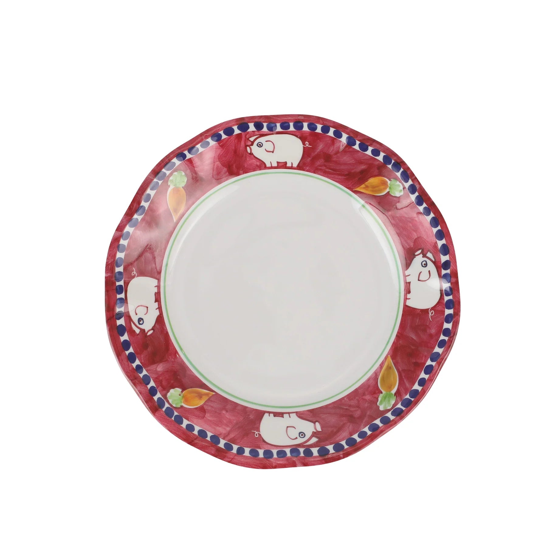  Vietri Melamine Campagna Porco Salad Plate - Red - Bonton