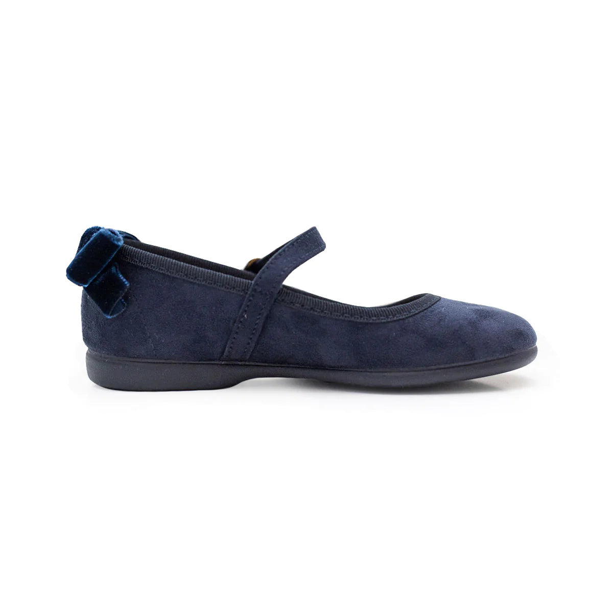  Childrenchic Suede Mary Janes with Velvet Bow - Navy - Bonton