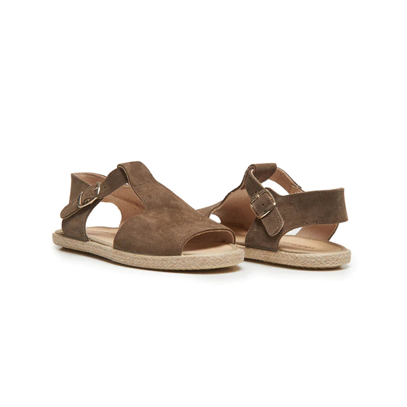  Childrenchic Suede T-bar Espadrille Sandal - Taupe - Bonton