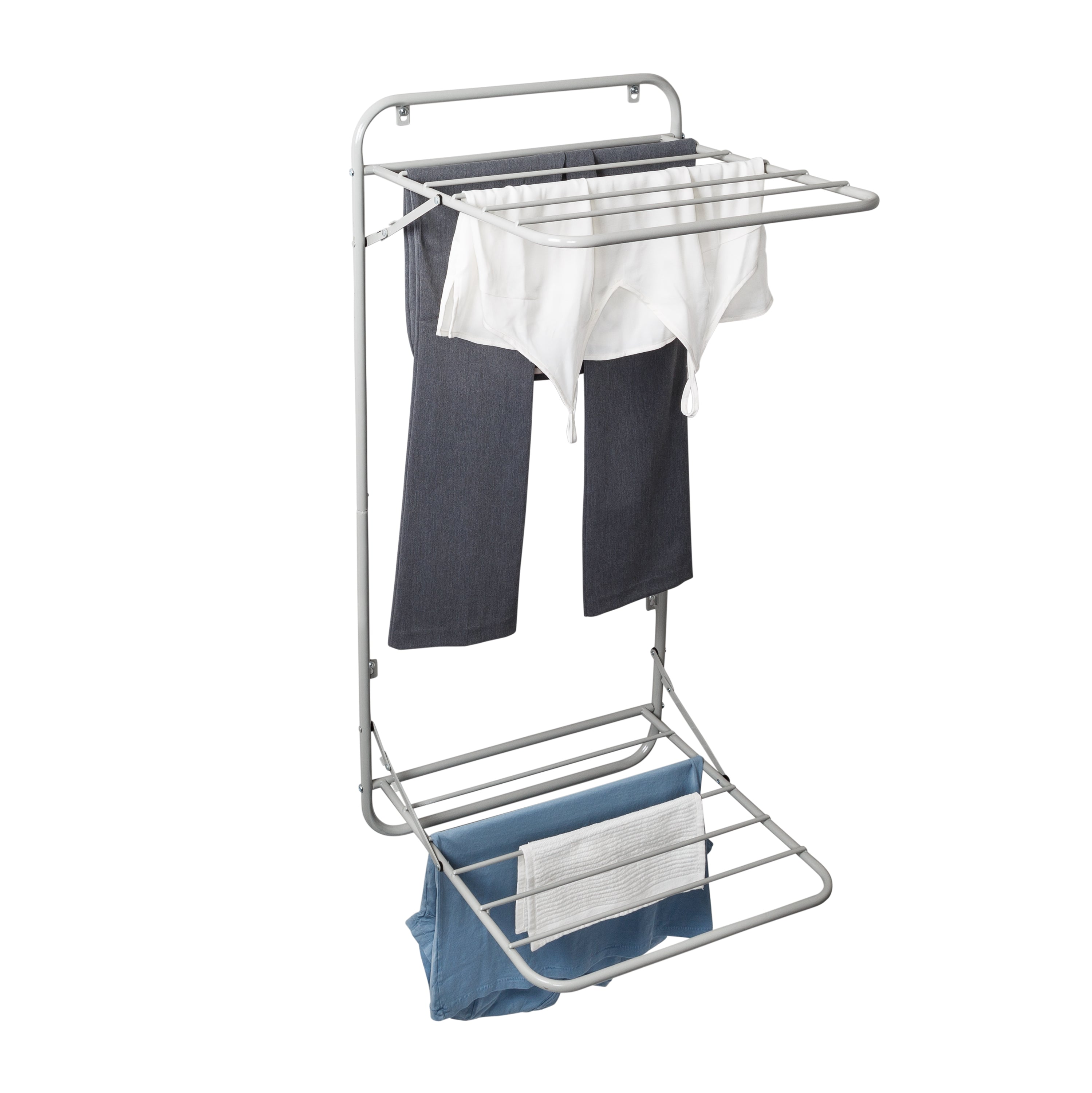  Honey-Can-Do Over the Door 2-Tier Retractable Drying Rack for Clothing - Grey - Bonton