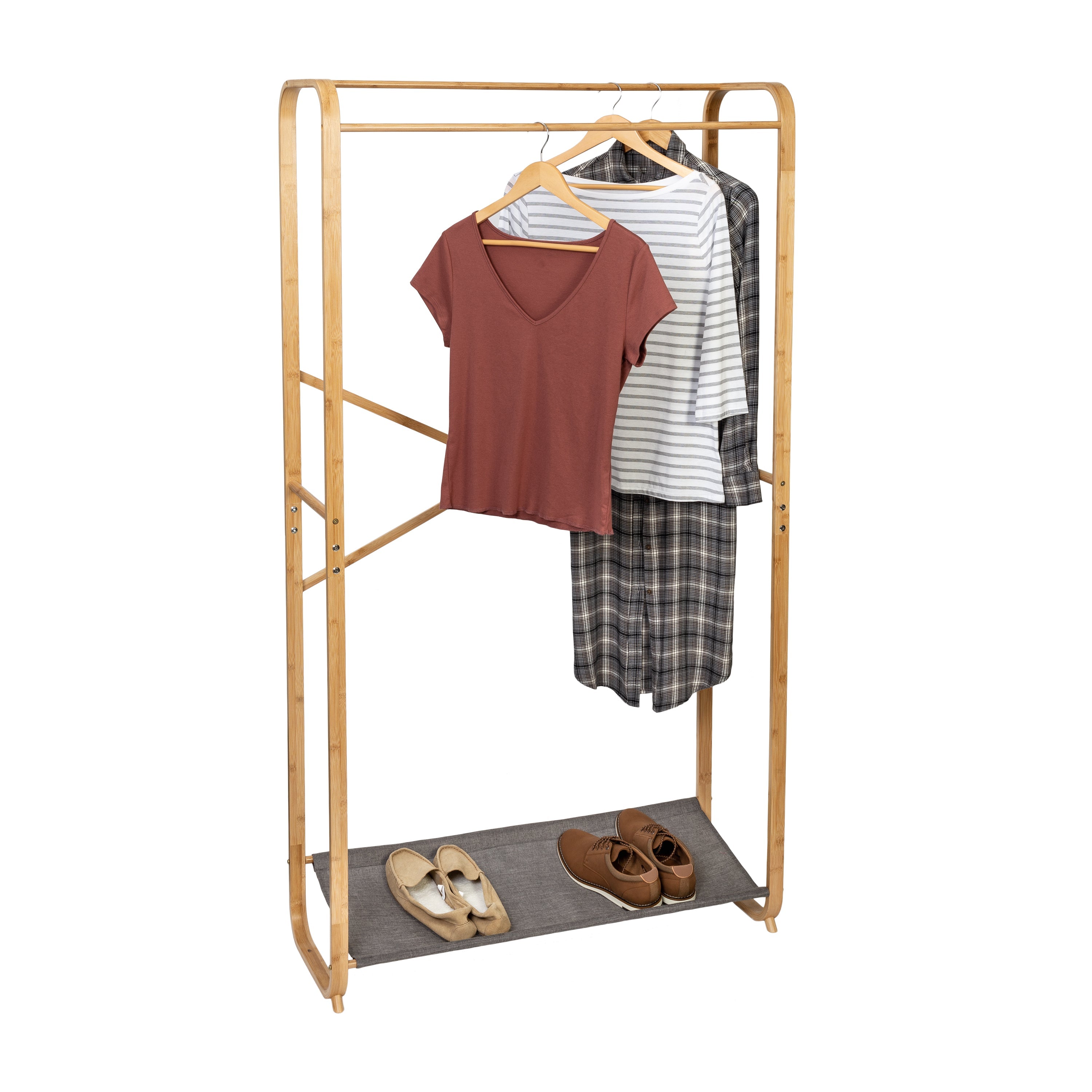  Honey-Can-Do Bamboo & Canvas Garment Rack - Natural - Bonton