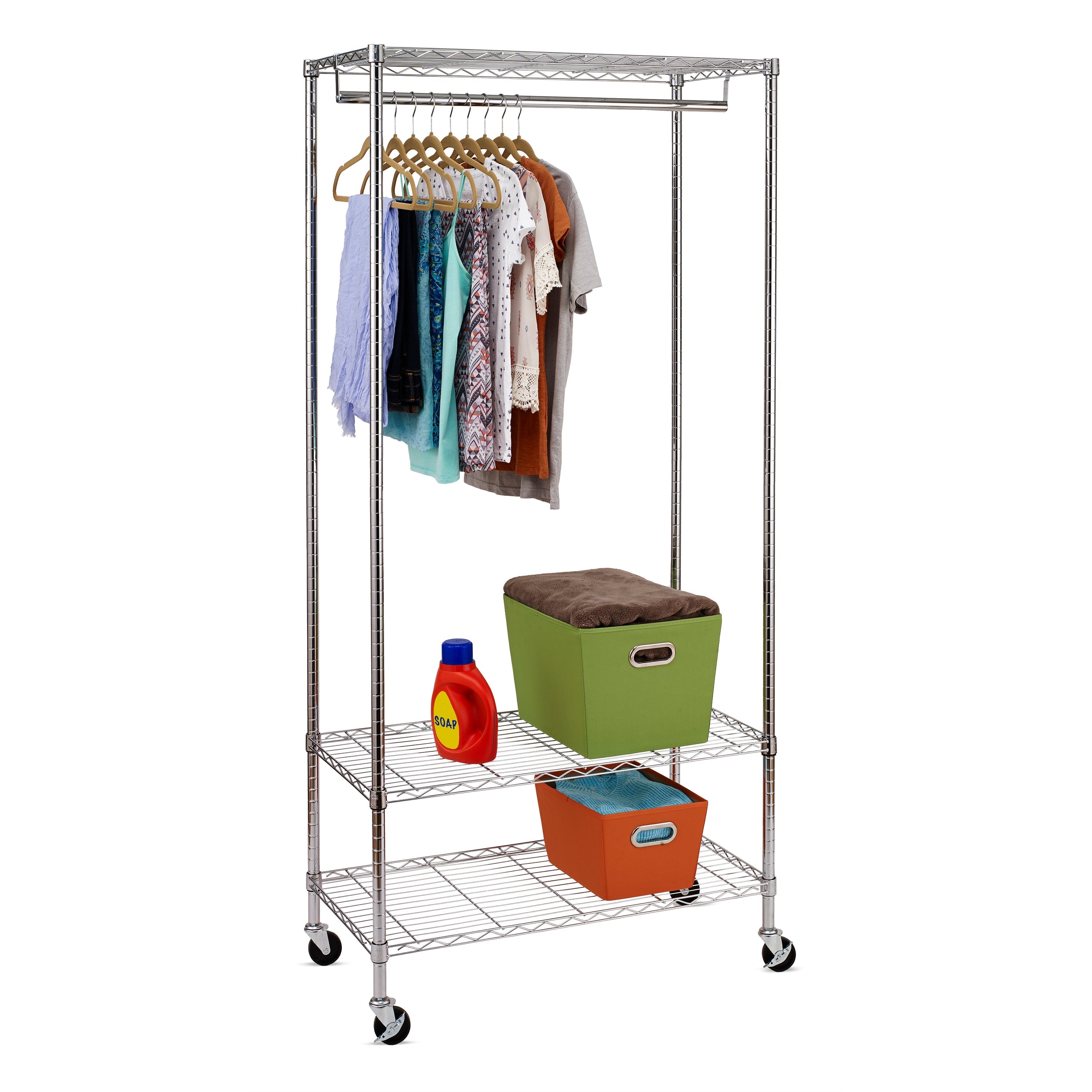  Honey-Can-Do 3-Shelf Deluxe Garment Rack - Chrome - Bonton