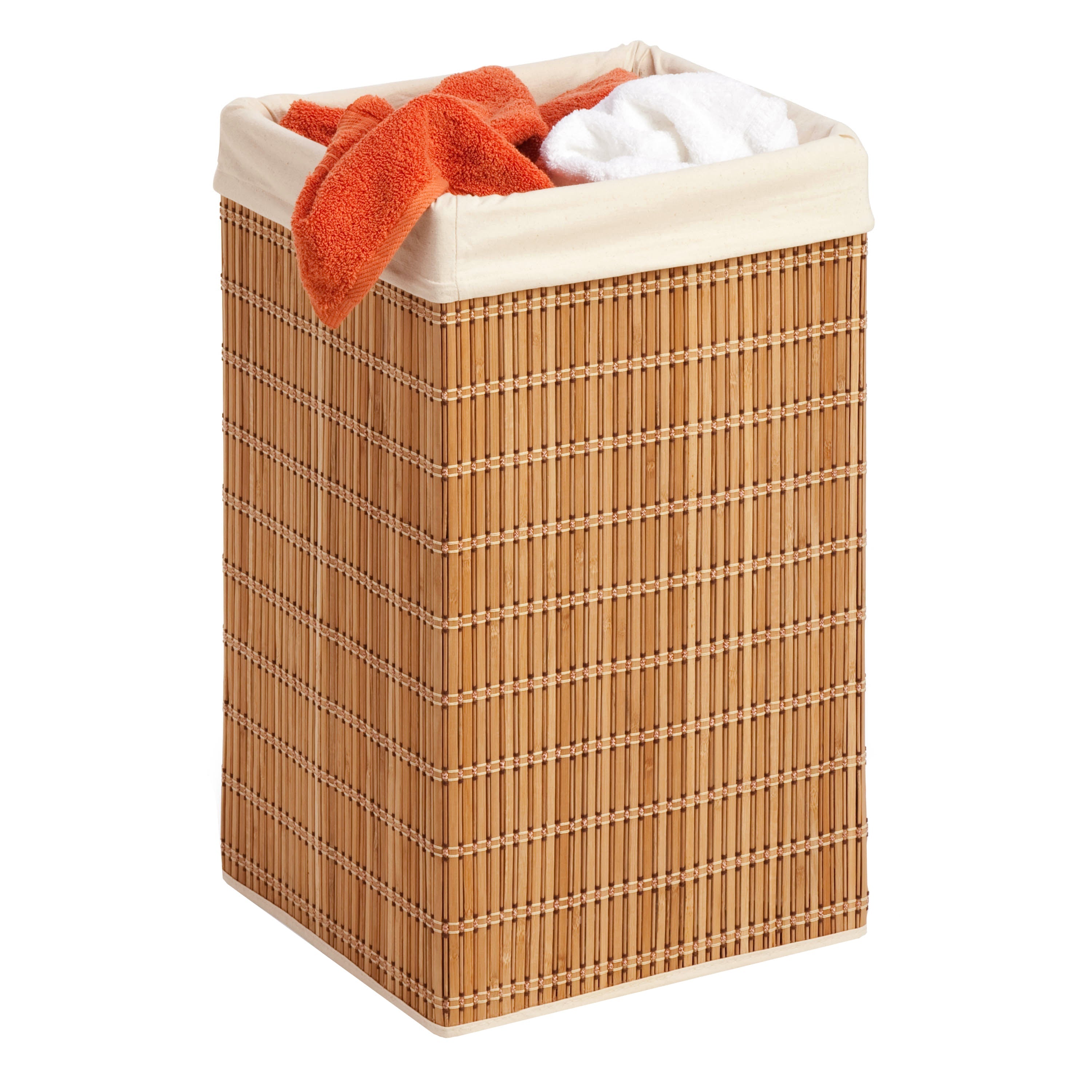  Honey-Can-Do Bamboo Wicker Laundry Hamper with Removable Canvas Bag - Natural - Bonton