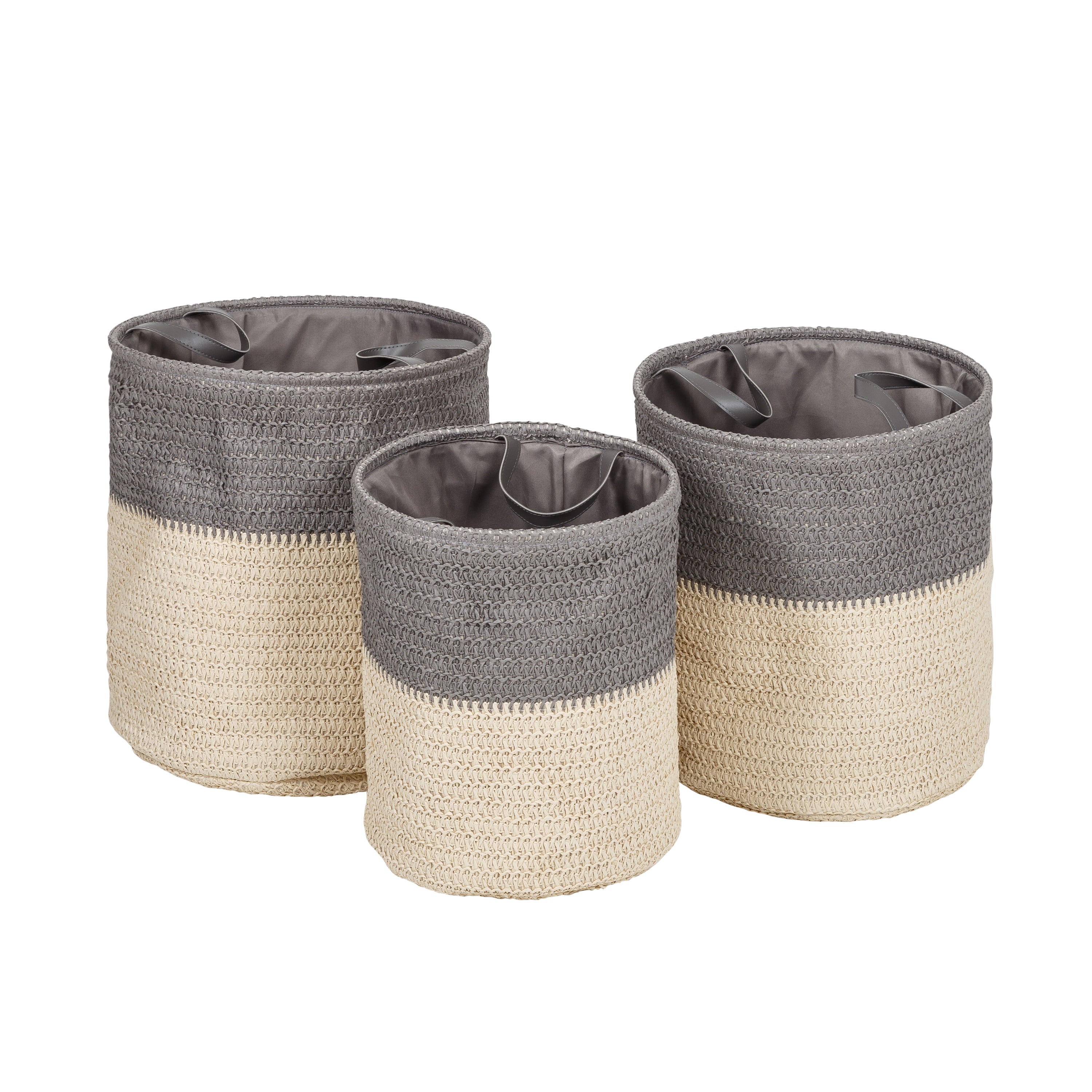  Honey-Can-Do Set of 3 Flexible Laundry Baskets with Handles - Natural - Bonton