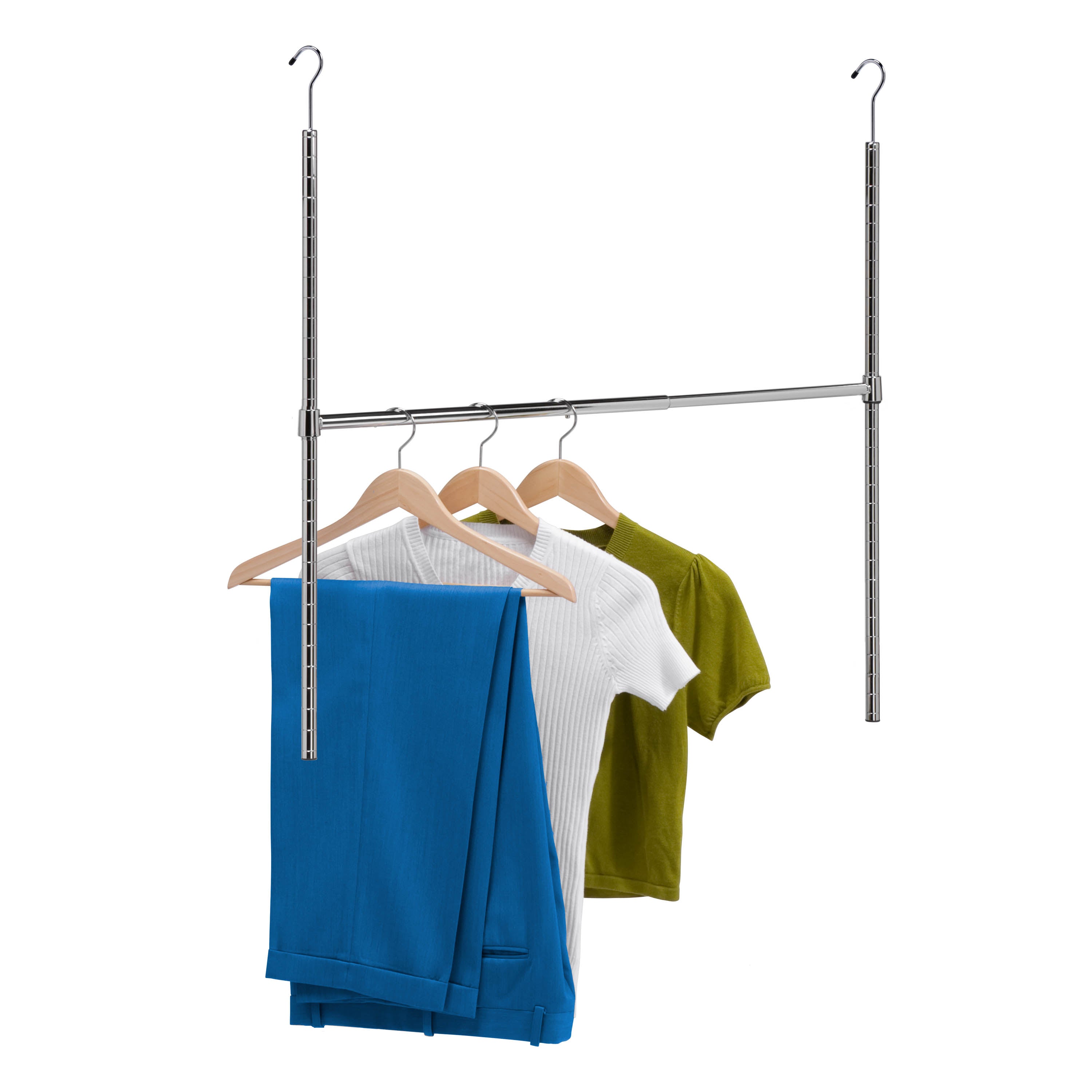  Honey-Can-Do Hanging Closet Rod For Clothes Hanging - Chrome - Bonton