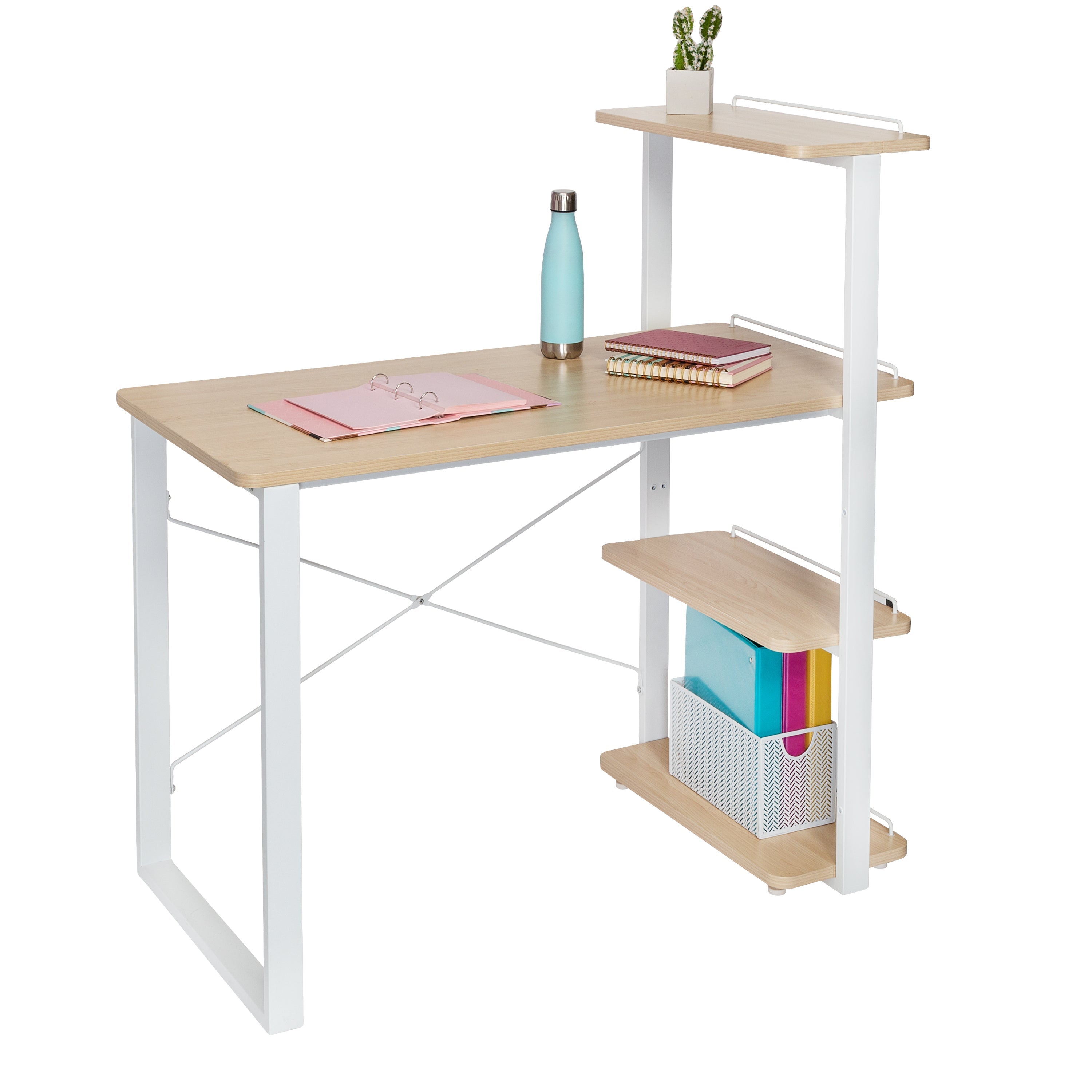  Honey-Can-Do Home Office Computer Desk with Shelves - White - Bonton