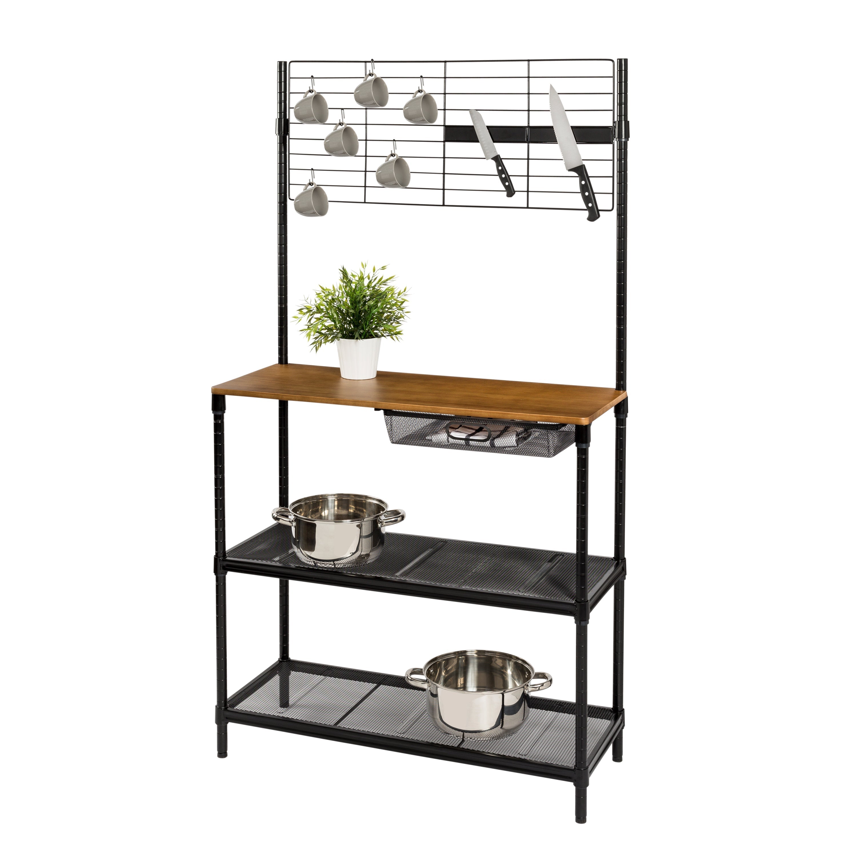  Honey-Can-Do Black Kitchen Bakers Rack - Black - Bonton