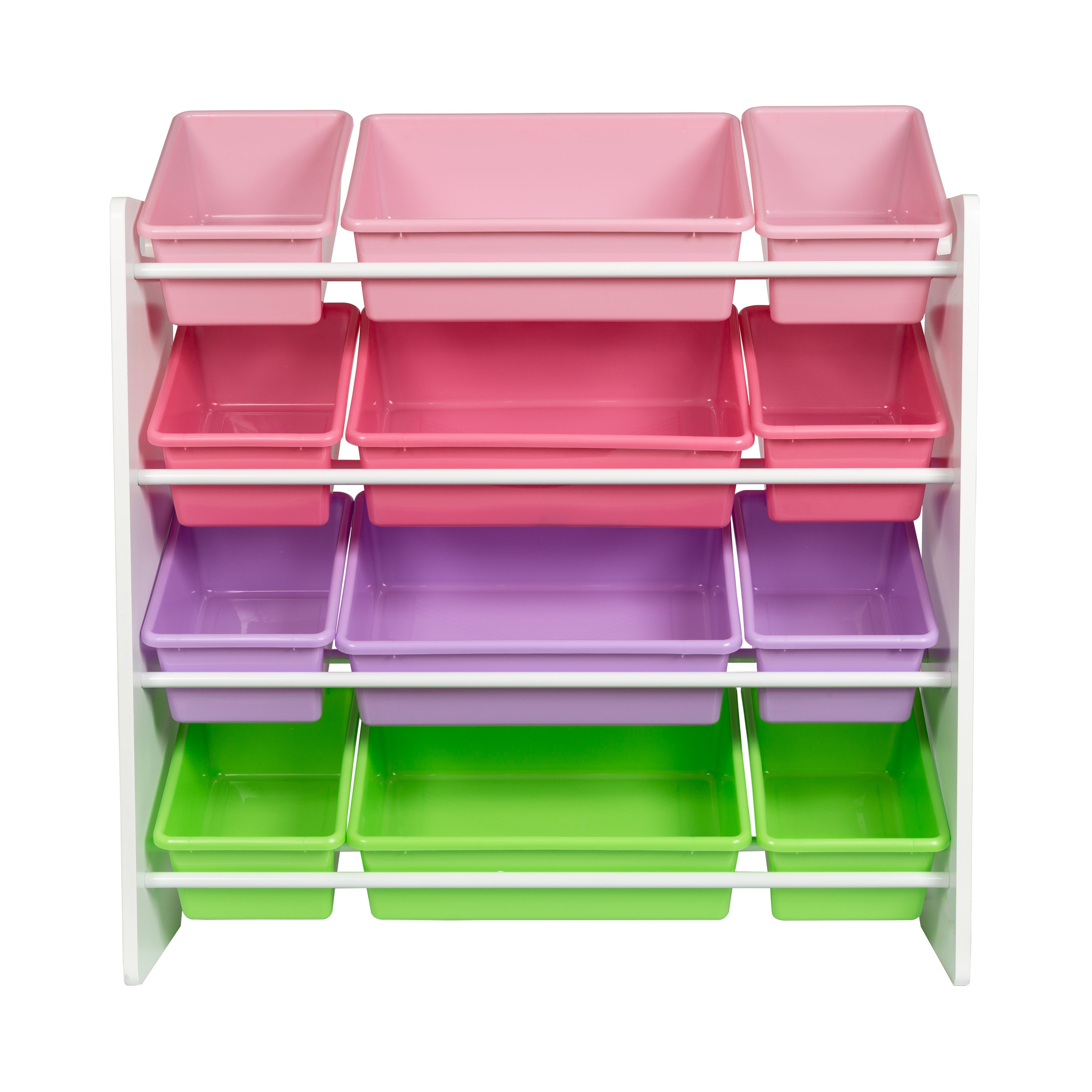  Honey-Can-Do Kids Toy Storage Organizer With 12 Plastic Bins - White - Bonton