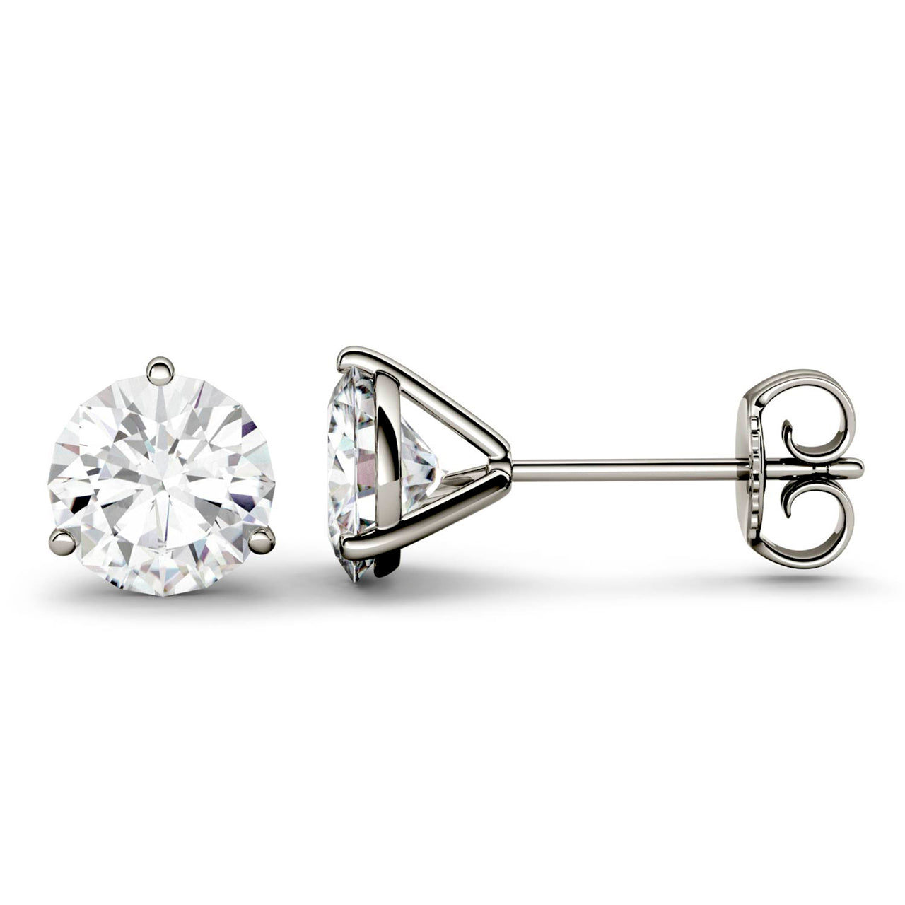  Charles & Colvard Charles & Colvard Moissanite Martini Stud Earrings - White Gold - Bonton