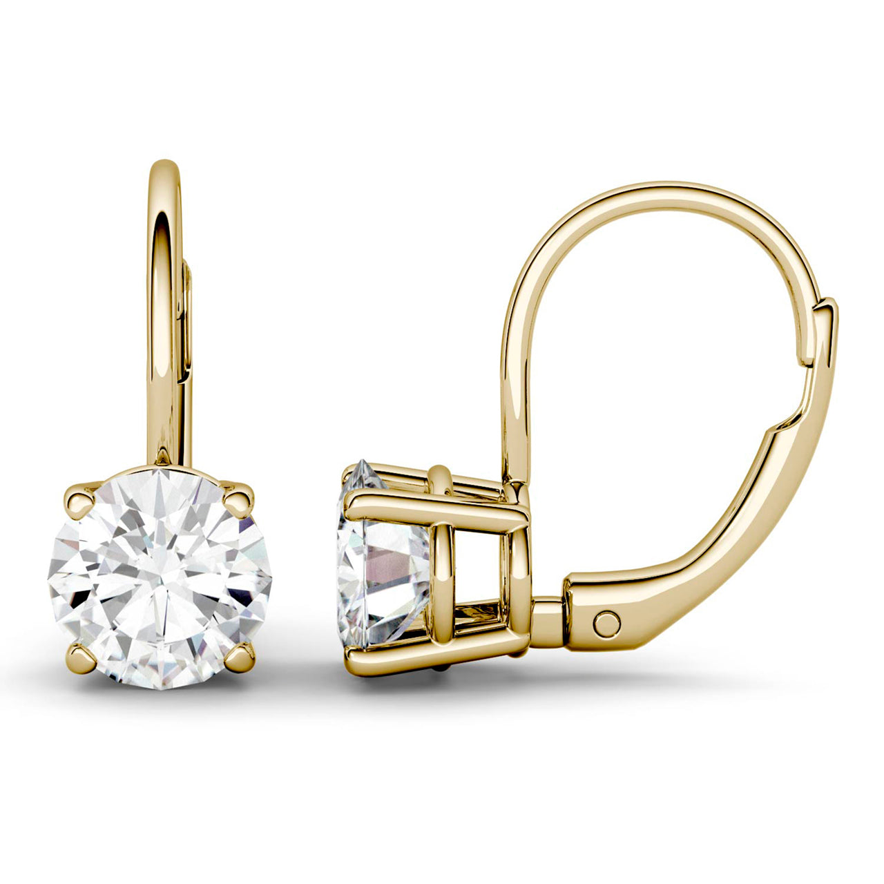  Charles & Colvard Charles & Colvard Moissanite Leverback Earrings - Yellow Gold - Bonton